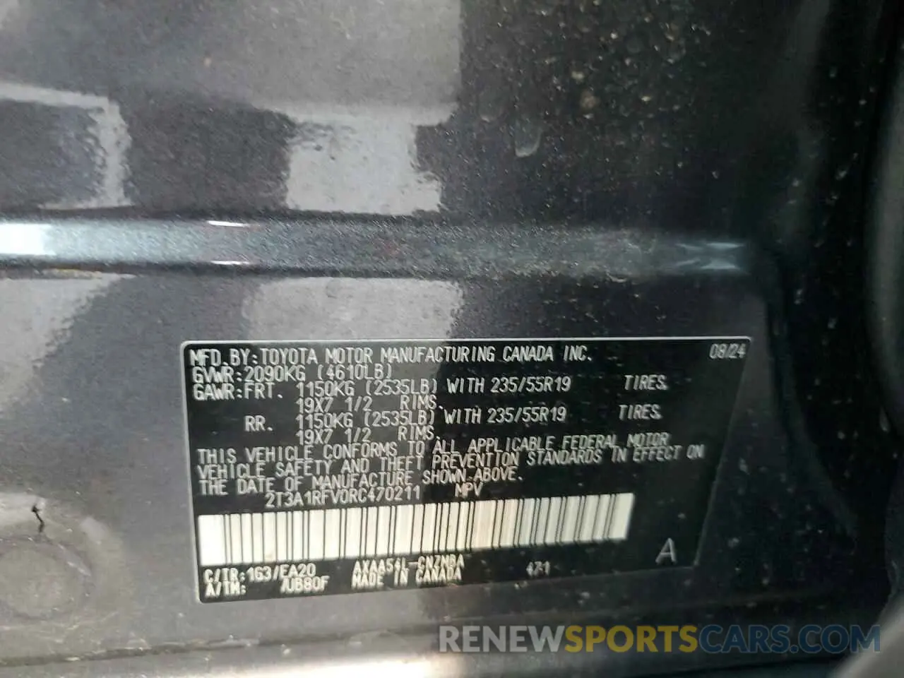 15 Фотография поврежденного автомобиля 2T3A1RFV0RC470211 TOYOTA RAV4 2024