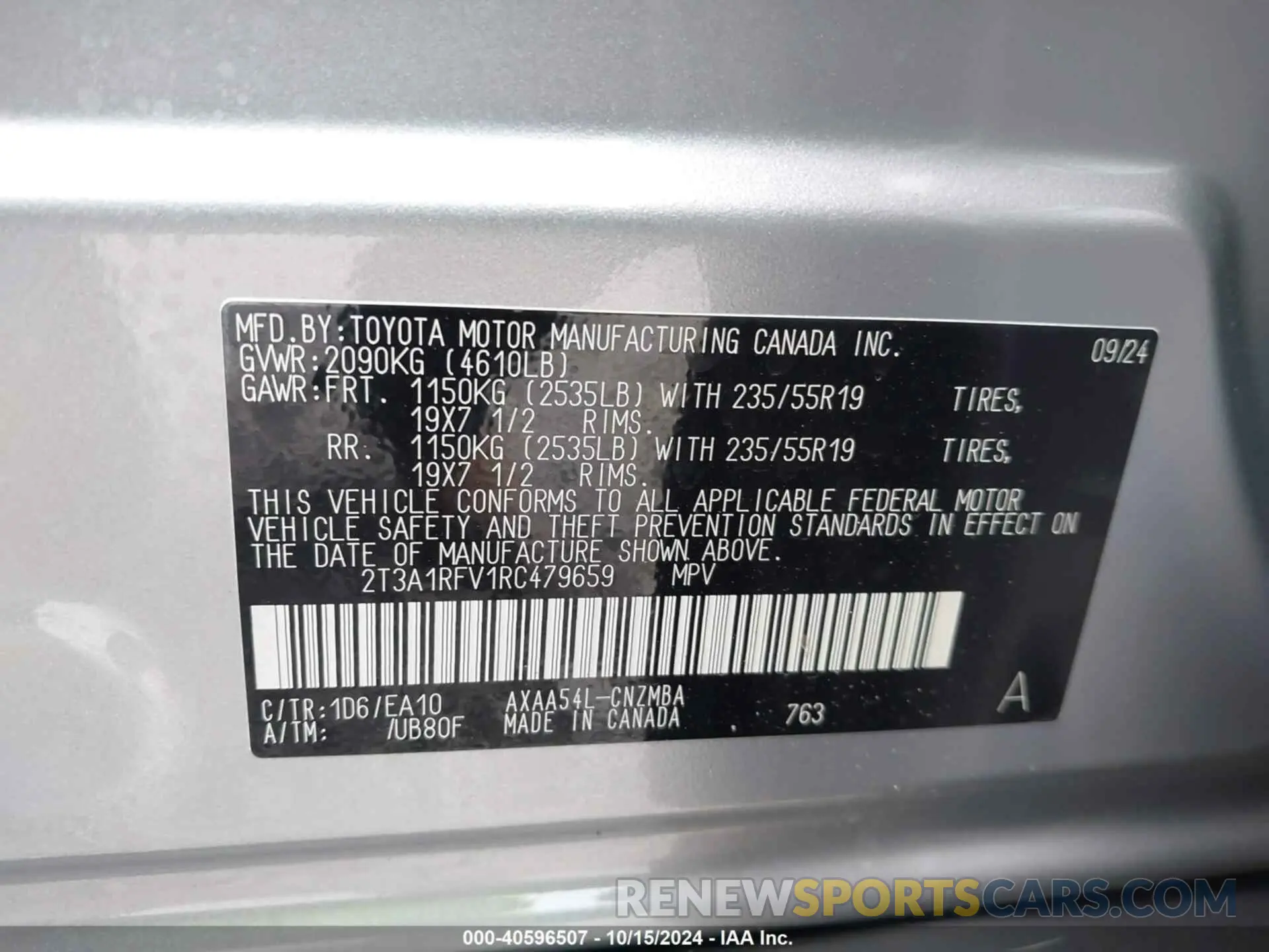 9 Фотография поврежденного автомобиля 2T3A1RFV1RC479659 TOYOTA RAV4 2024