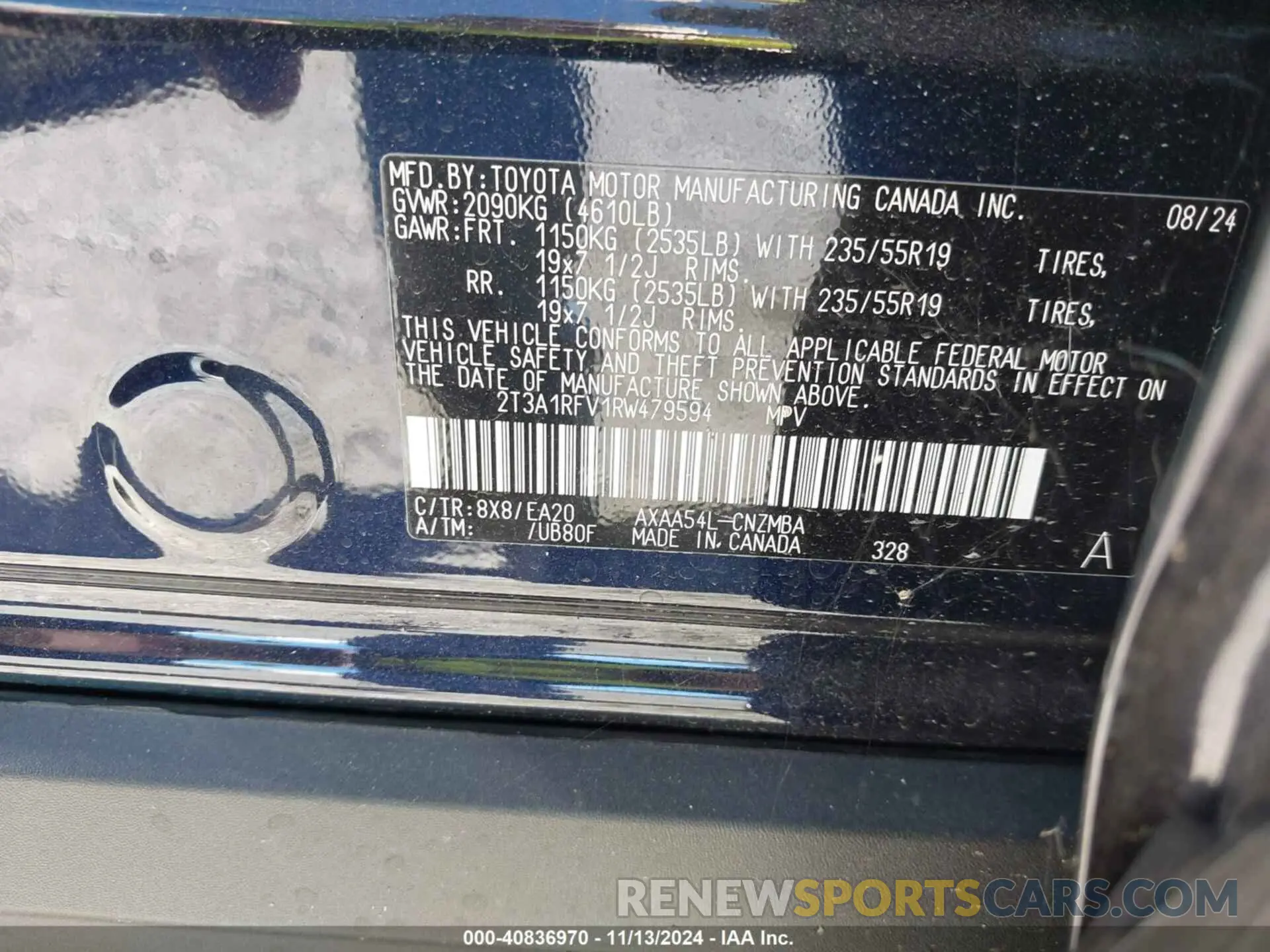 9 Фотография поврежденного автомобиля 2T3A1RFV1RW479594 TOYOTA RAV4 2024