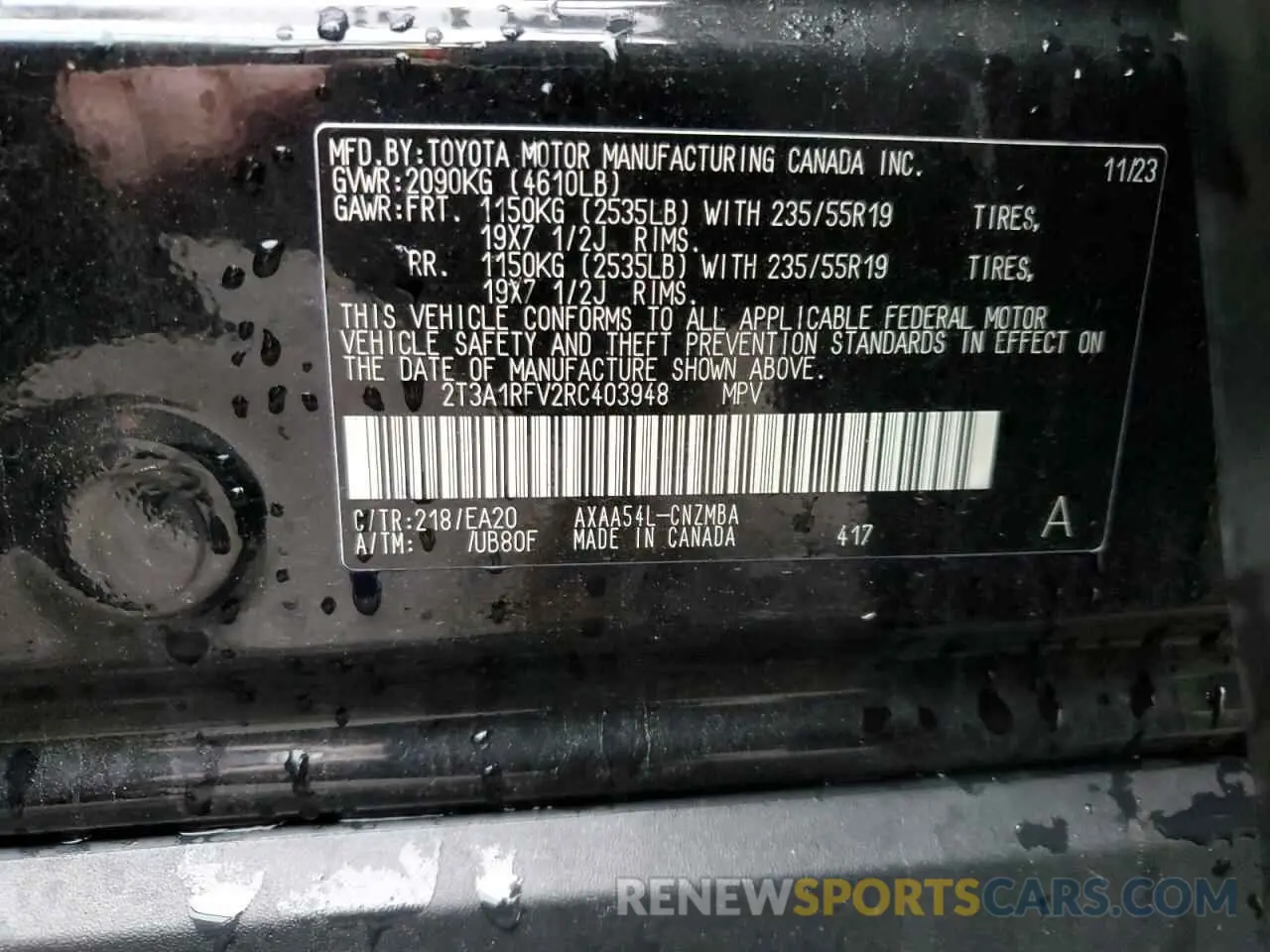13 Photograph of a damaged car 2T3A1RFV2RC403948 TOYOTA RAV4 2024