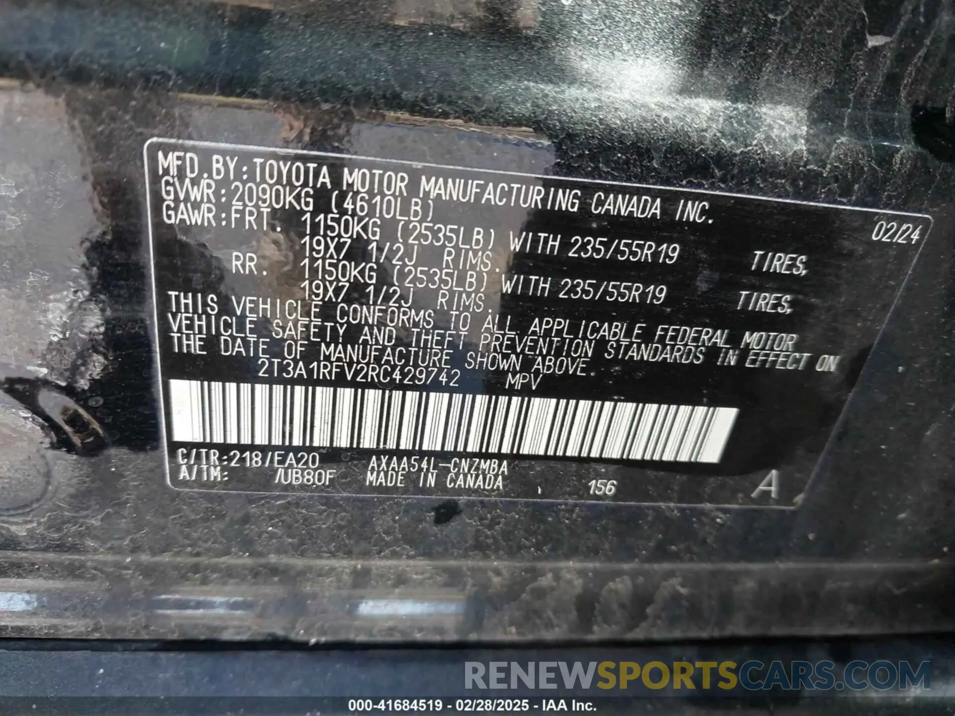9 Фотография поврежденного автомобиля 2T3A1RFV2RC429742 TOYOTA RAV4 2024