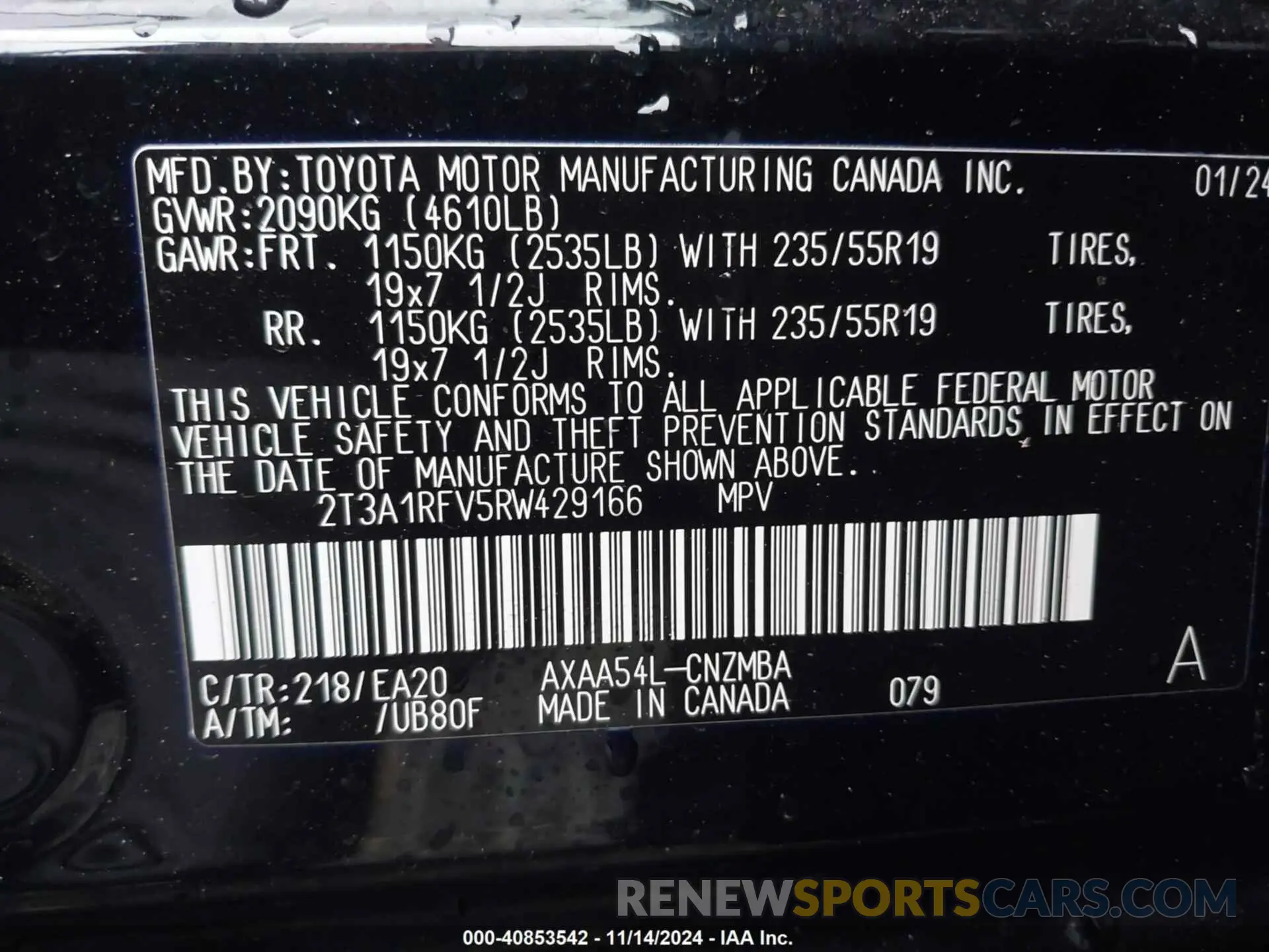 9 Photograph of a damaged car 2T3A1RFV5RW429166 TOYOTA RAV4 2024