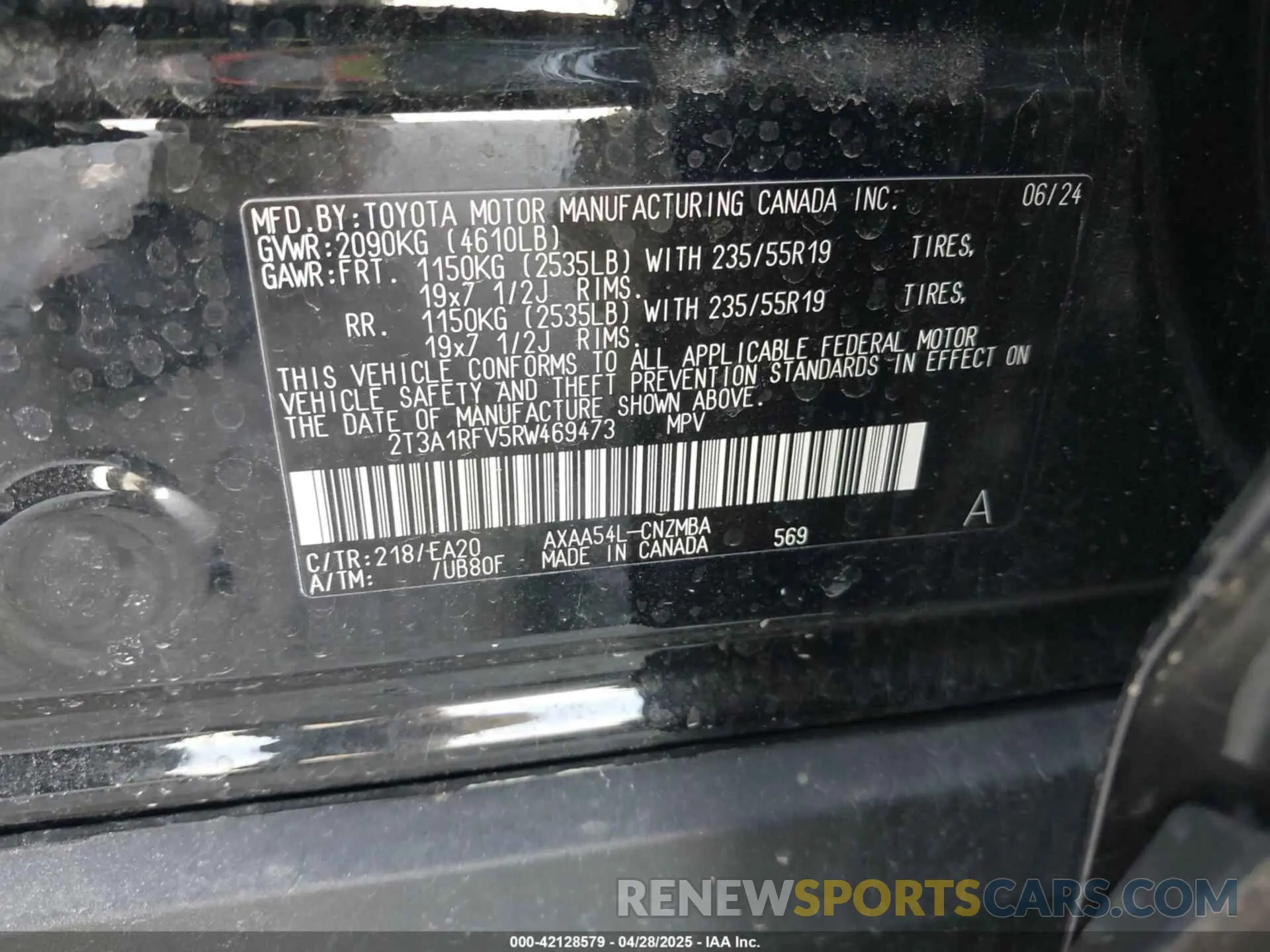 9 Фотография поврежденного автомобиля 2T3A1RFV5RW469473 TOYOTA RAV4 2024