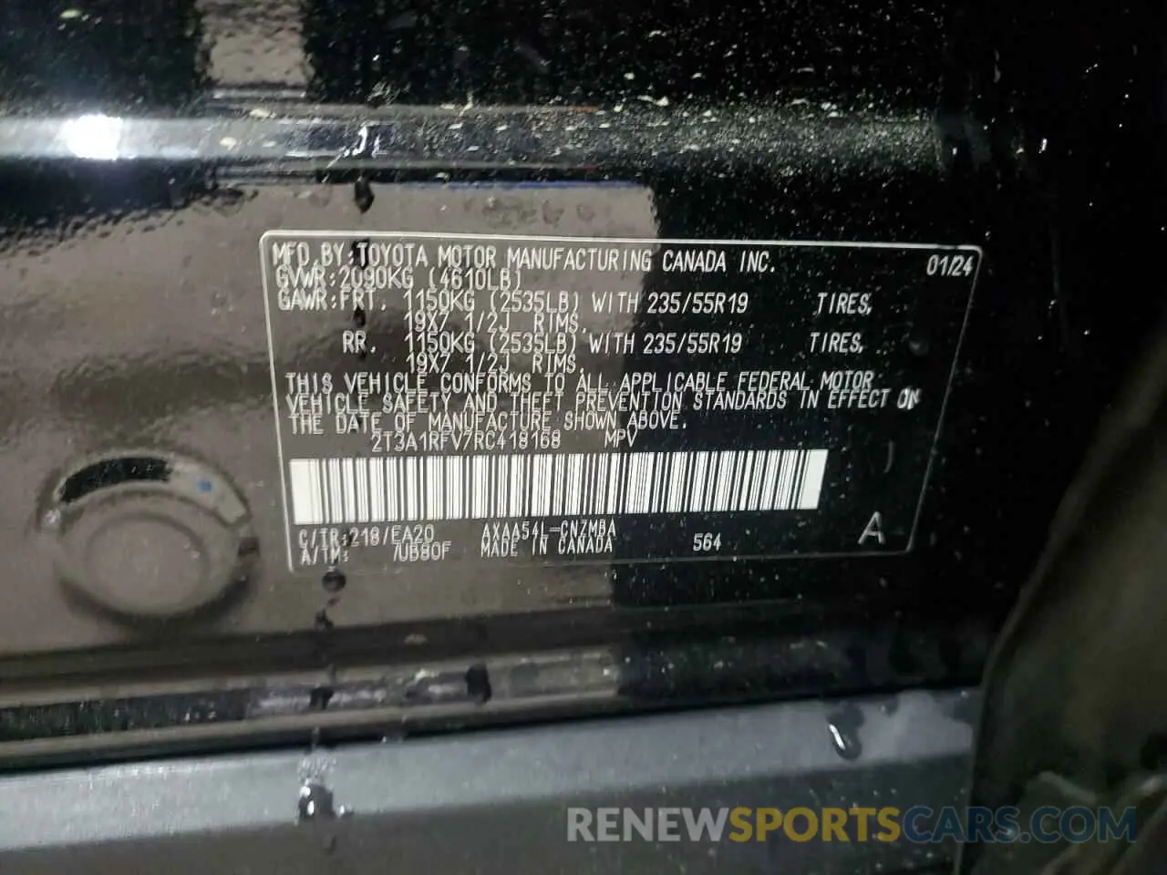12 Photograph of a damaged car 2T3A1RFV7RC418168 TOYOTA RAV4 2024