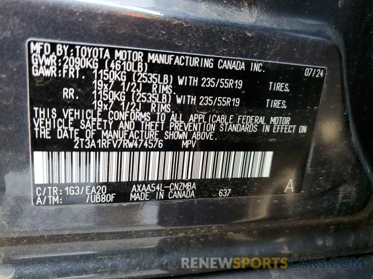 14 Фотография поврежденного автомобиля 2T3A1RFV7RW474576 TOYOTA RAV4 2024