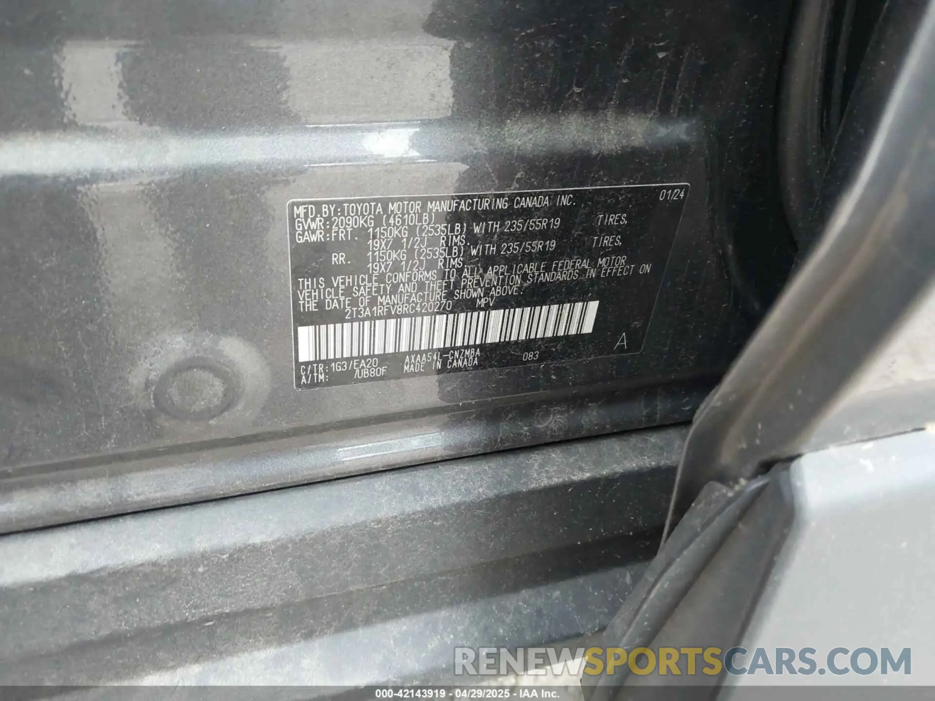 9 Photograph of a damaged car 2T3A1RFV8RC420270 TOYOTA RAV4 2024