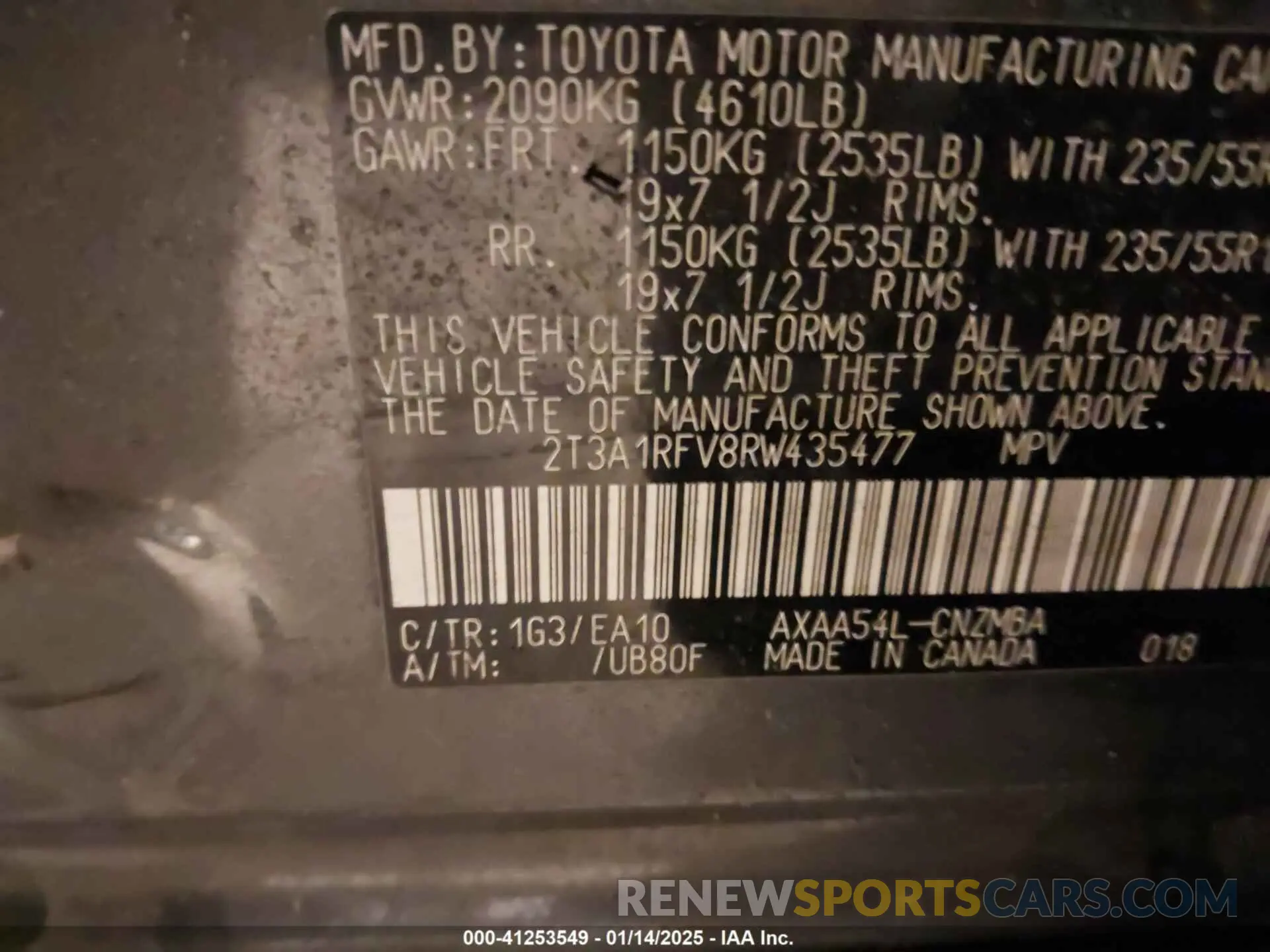 9 Photograph of a damaged car 2T3A1RFV8RW435477 TOYOTA RAV4 2024
