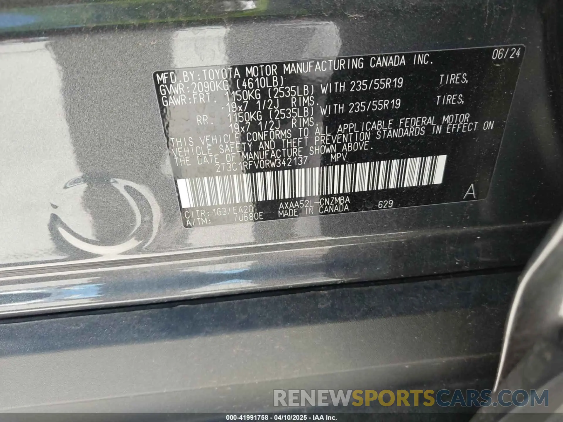 9 Photograph of a damaged car 2T3C1RFV0RW342137 TOYOTA RAV4 2024