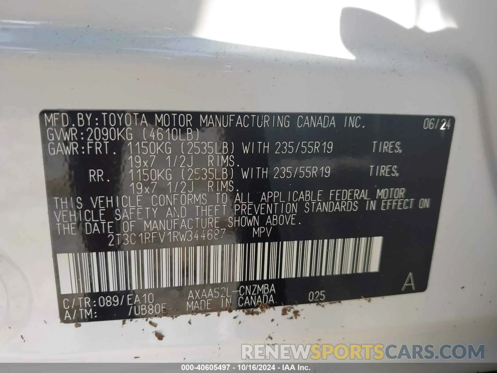 9 Photograph of a damaged car 2T3C1RFV1RW344687 TOYOTA RAV4 2024
