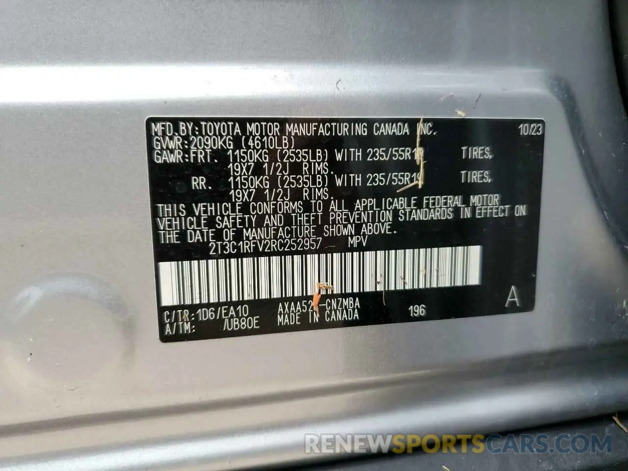 14 Photograph of a damaged car 2T3C1RFV2RC252957 TOYOTA RAV4 2024