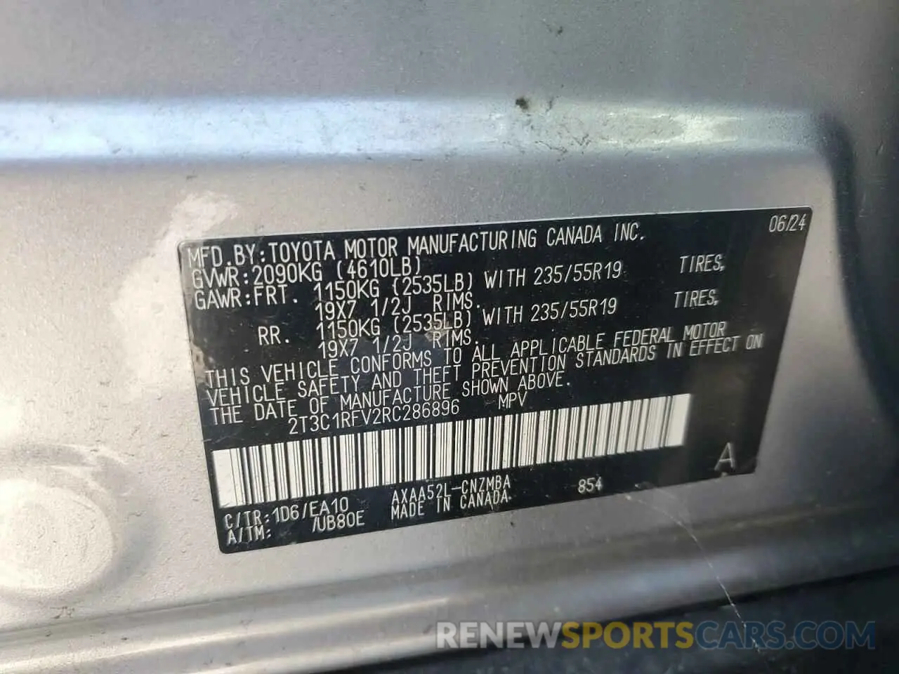 14 Фотография поврежденного автомобиля 2T3C1RFV2RC286896 TOYOTA RAV4 2024