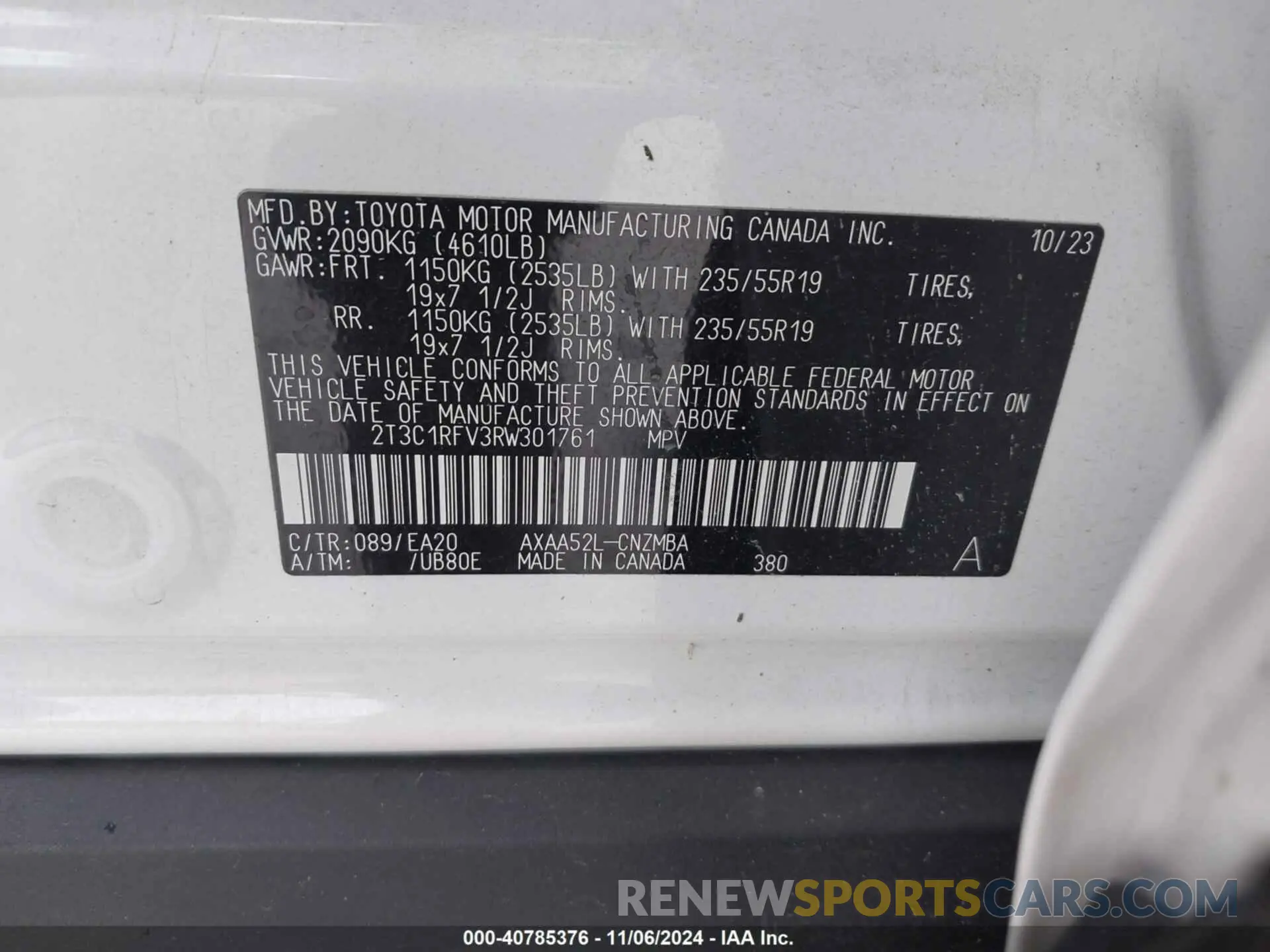9 Фотография поврежденного автомобиля 2T3C1RFV3RW301761 TOYOTA RAV4 2024