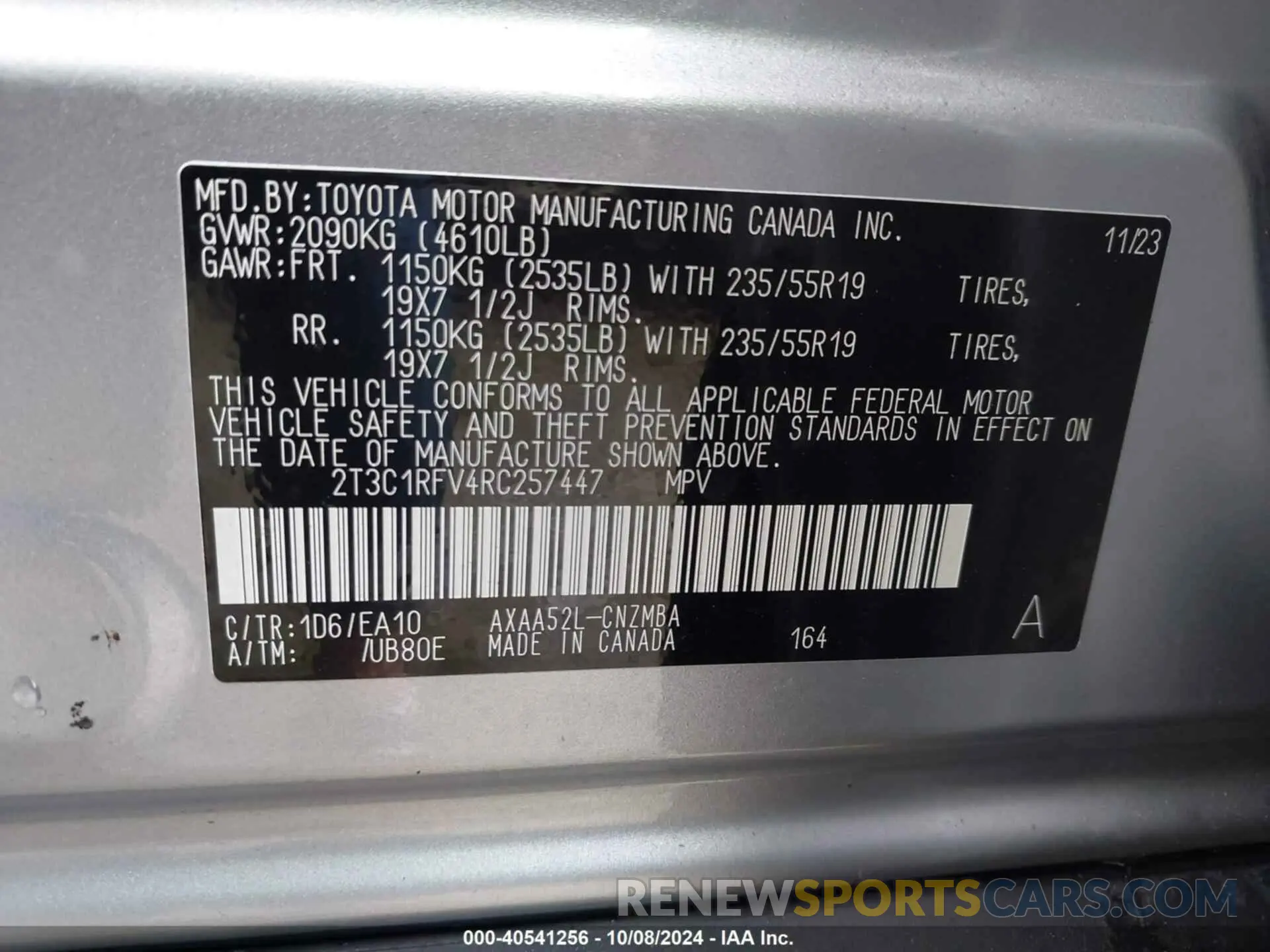 9 Photograph of a damaged car 2T3C1RFV4RC257447 TOYOTA RAV4 2024