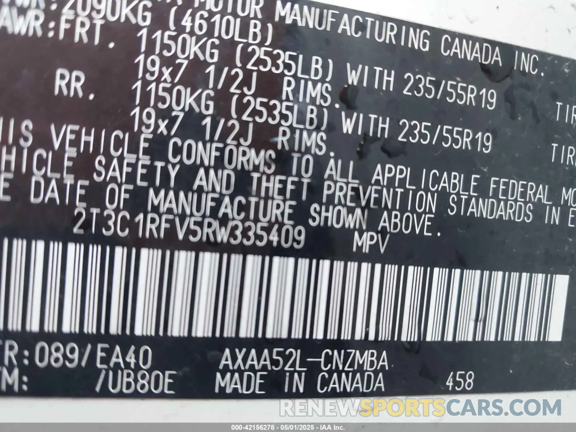 9 Фотография поврежденного автомобиля 2T3C1RFV5RW335409 TOYOTA RAV4 2024