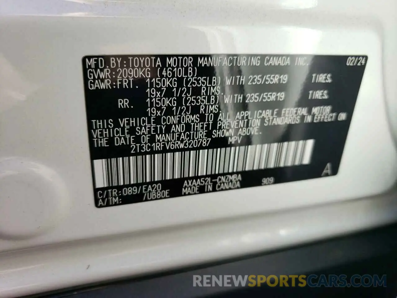 13 Фотография поврежденного автомобиля 2T3C1RFV6RW320787 TOYOTA RAV4 2024