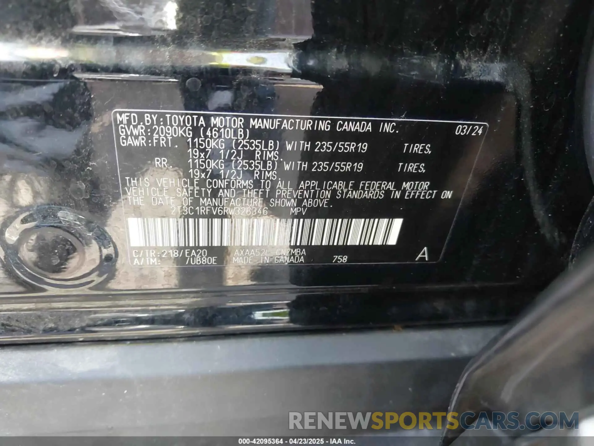 9 Фотография поврежденного автомобиля 2T3C1RFV6RW326346 TOYOTA RAV4 2024
