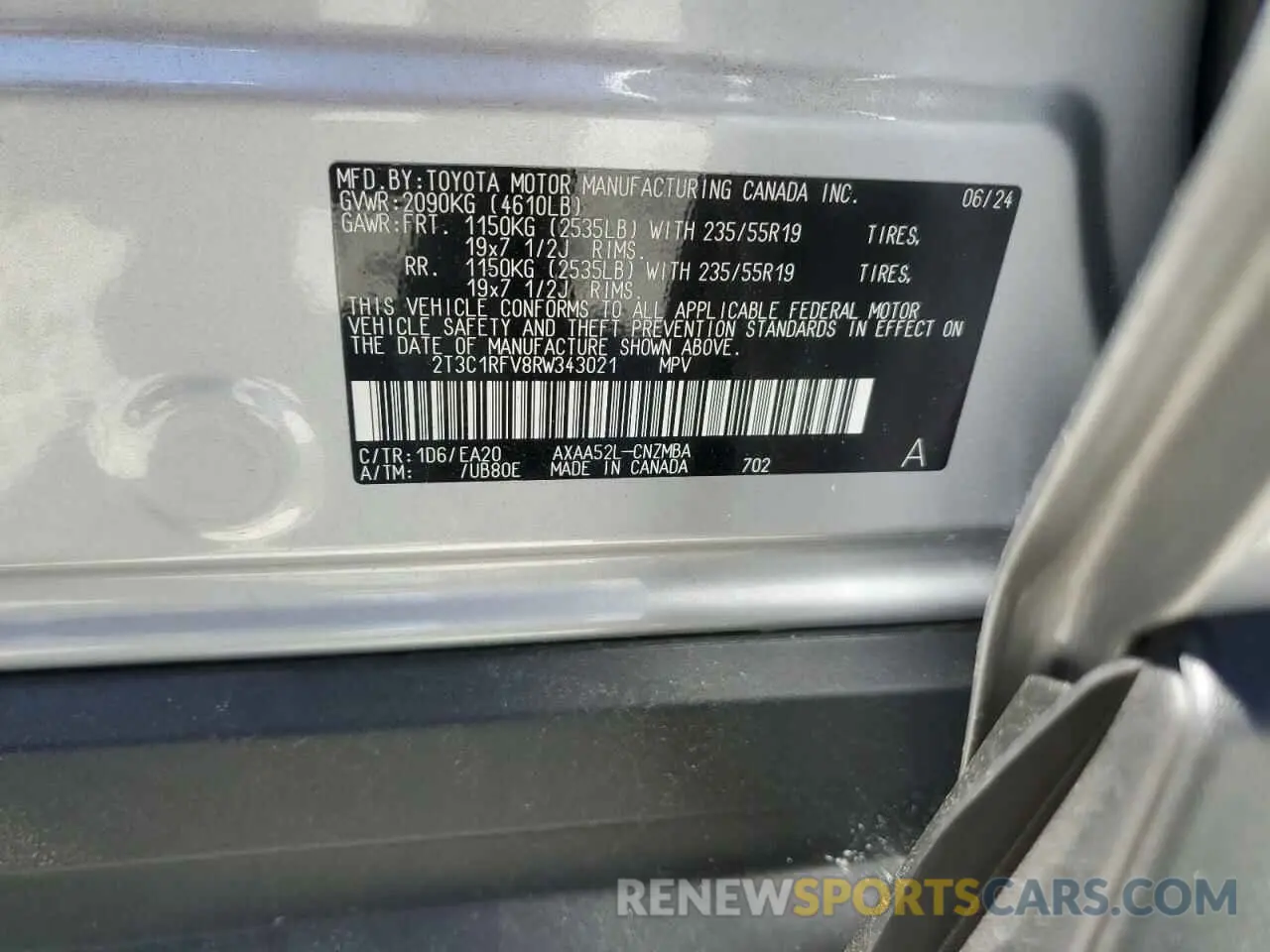 14 Фотография поврежденного автомобиля 2T3C1RFV8RW343021 TOYOTA RAV4 2024