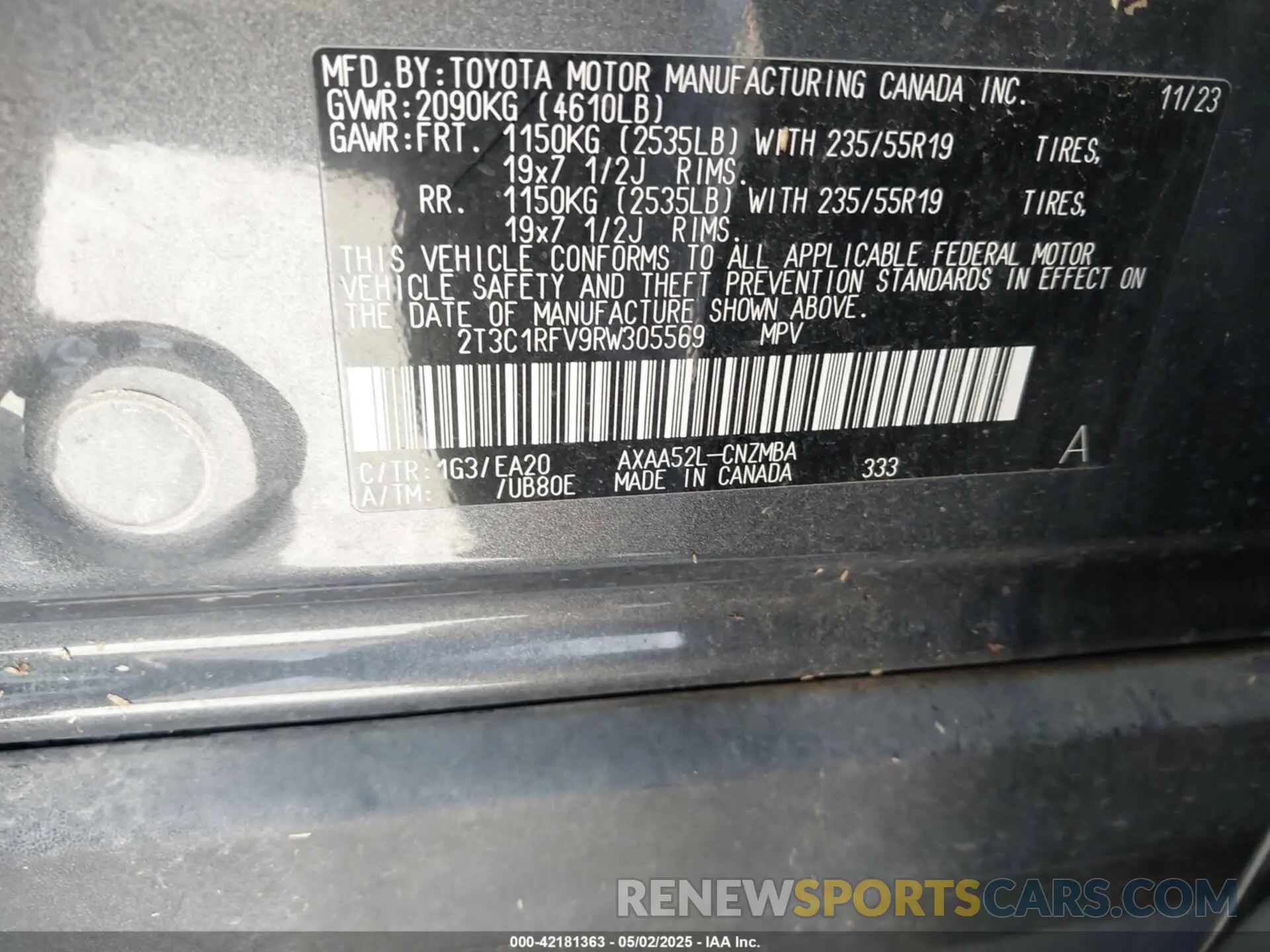 9 Photograph of a damaged car 2T3C1RFV9RW305569 TOYOTA RAV4 2024