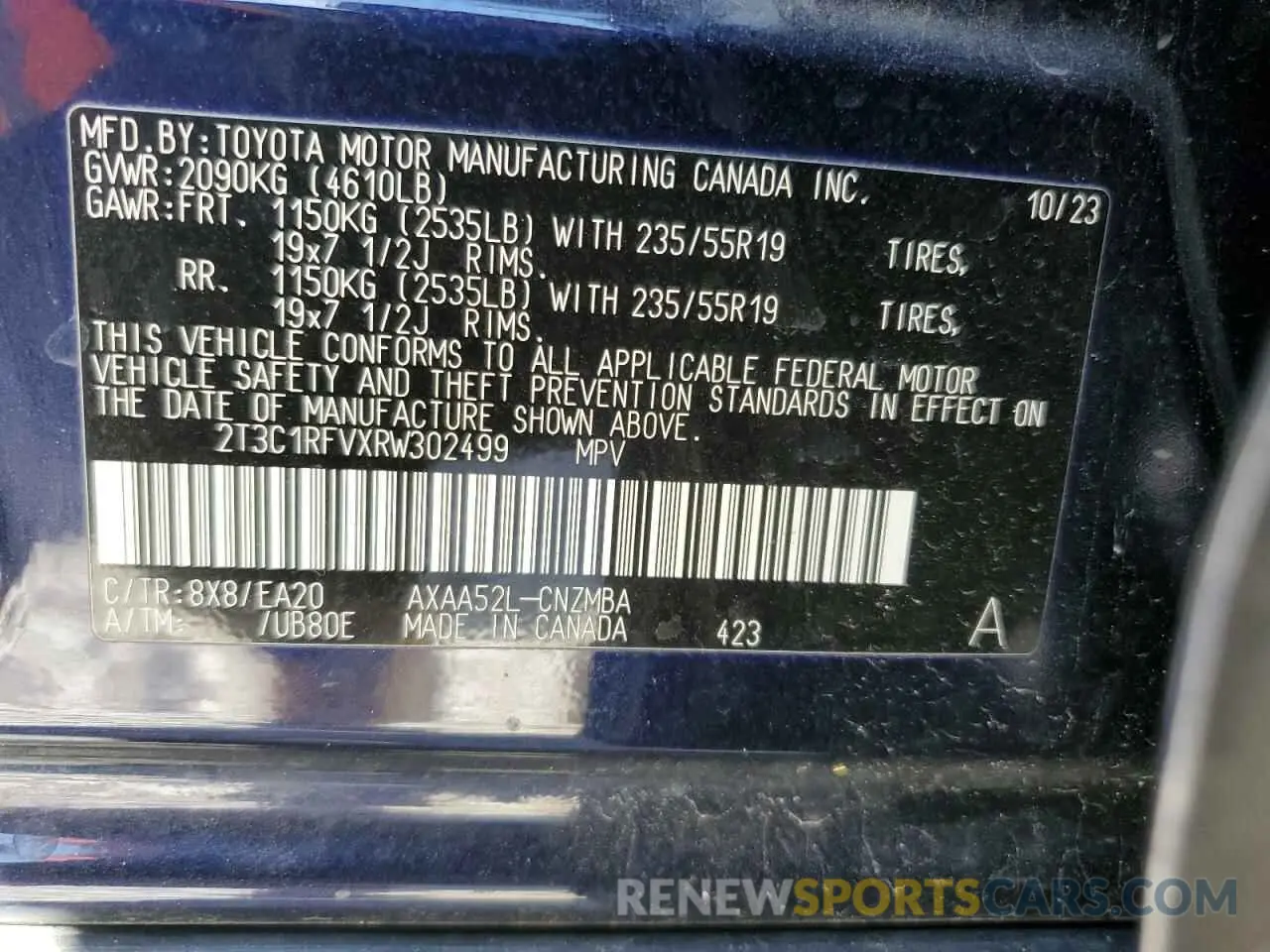 13 Фотография поврежденного автомобиля 2T3C1RFVXRW302499 TOYOTA RAV4 2024
