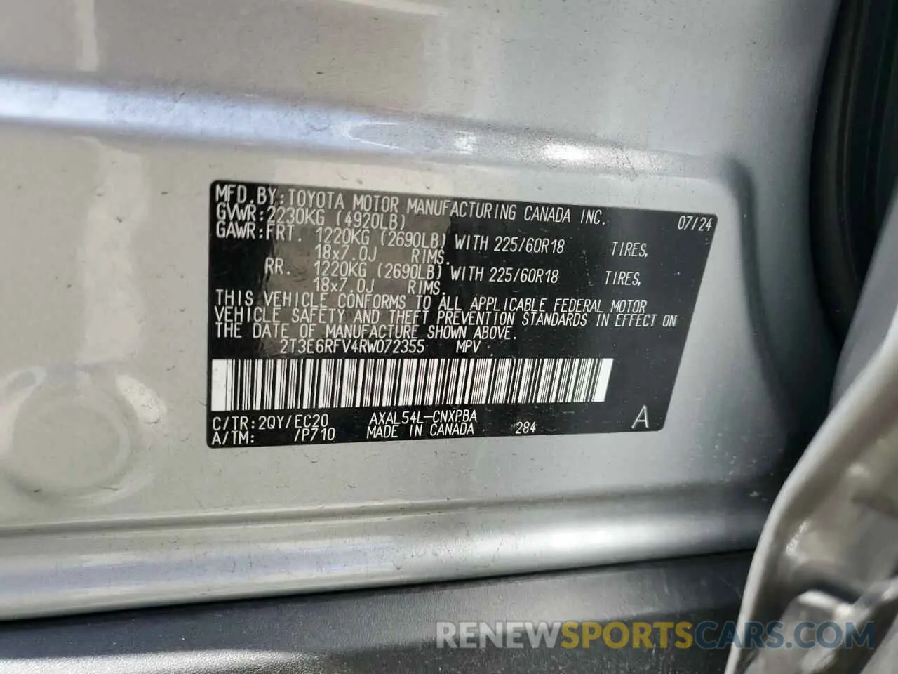 14 Фотография поврежденного автомобиля 2T3E6RFV4RW072355 TOYOTA RAV4 2024