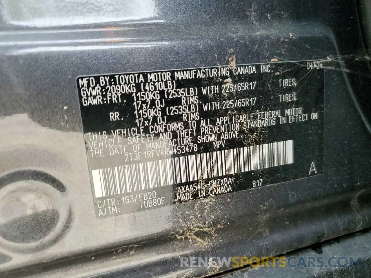 13 Фотография поврежденного автомобиля 2T3F1RFV4RW453478 TOYOTA RAV4 2024
