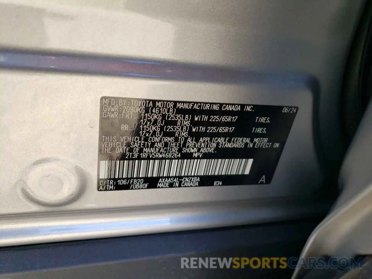 13 Photograph of a damaged car 2T3F1RFV5RW468264 TOYOTA RAV4 2024