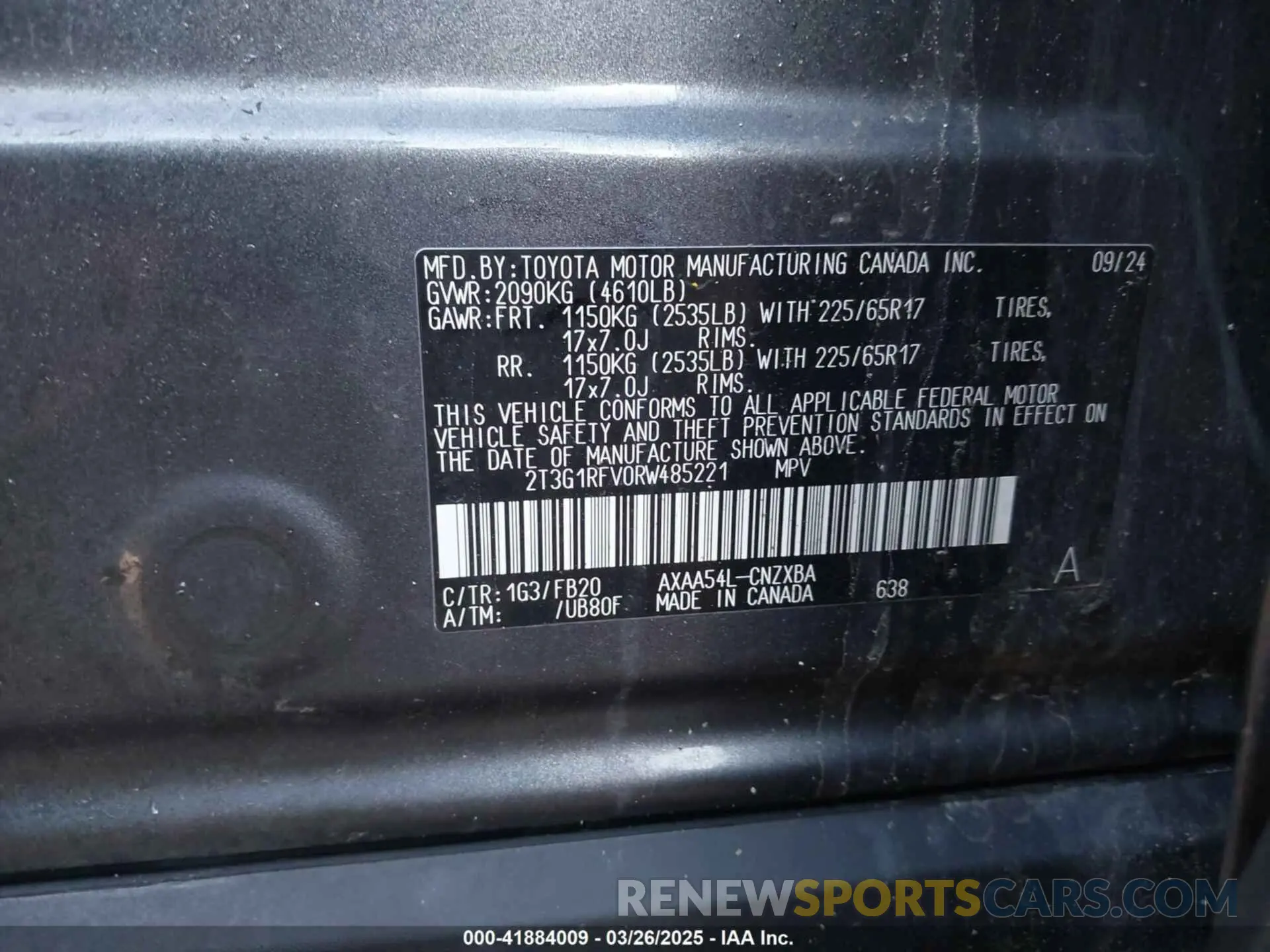 9 Photograph of a damaged car 2T3G1RFV0RW485221 TOYOTA RAV4 2024