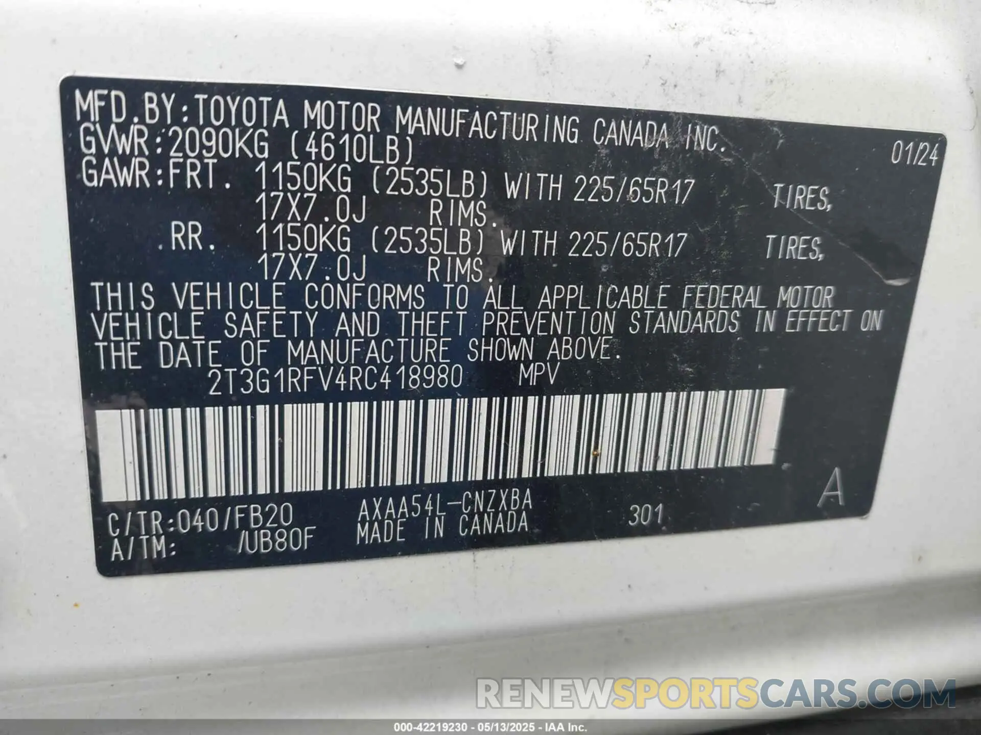 9 Photograph of a damaged car 2T3G1RFV4RC418980 TOYOTA RAV4 2024
