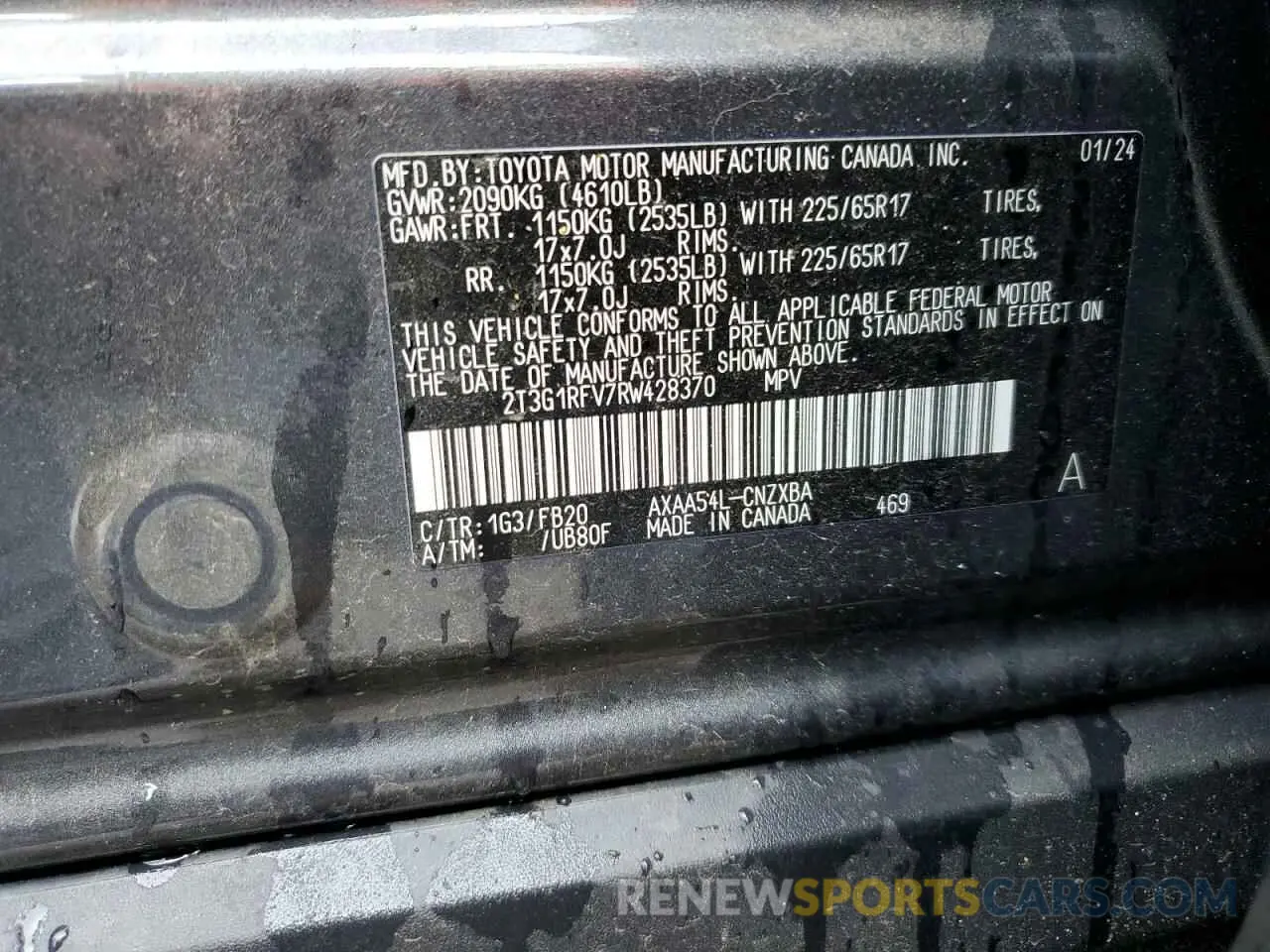 14 Photograph of a damaged car 2T3G1RFV7RW428370 TOYOTA RAV4 2024