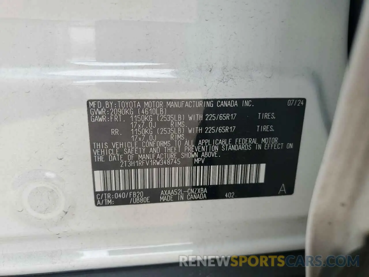13 Фотография поврежденного автомобиля 2T3H1RFV1RW348745 TOYOTA RAV4 2024
