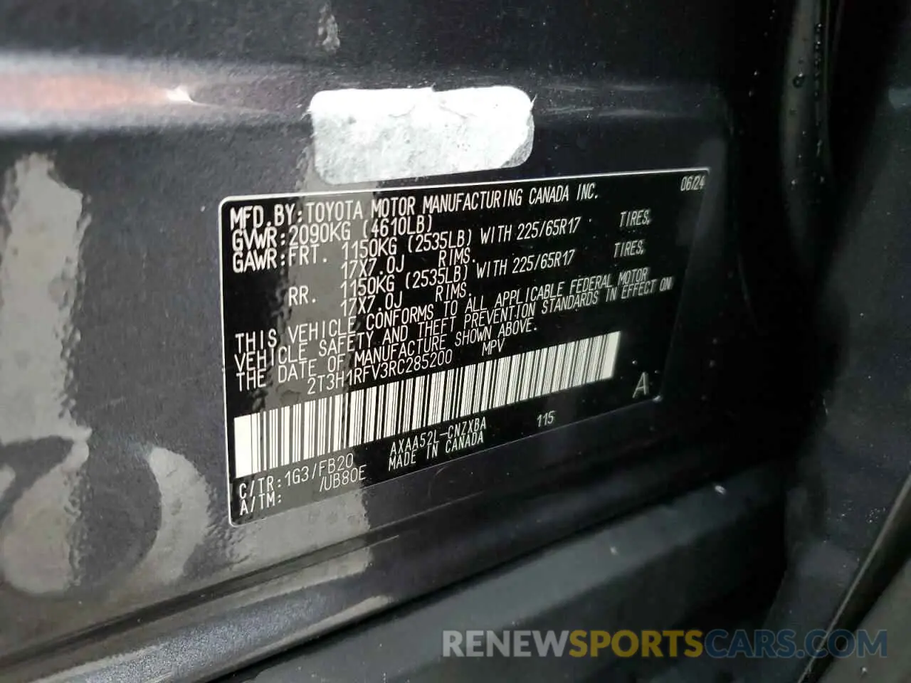 14 Фотография поврежденного автомобиля 2T3H1RFV3RC285200 TOYOTA RAV4 2024