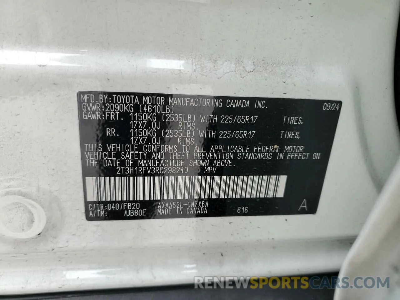 13 Photograph of a damaged car 2T3H1RFV3RC298240 TOYOTA RAV4 2024