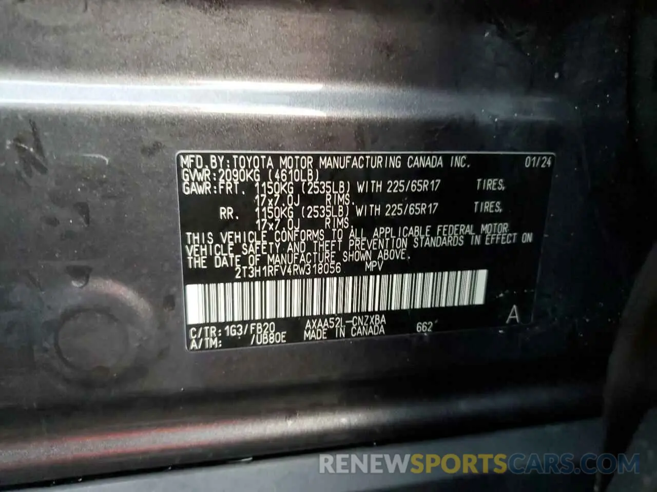 14 Фотография поврежденного автомобиля 2T3H1RFV4RW318056 TOYOTA RAV4 2024