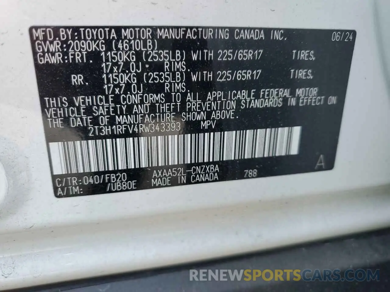 15 Фотография поврежденного автомобиля 2T3H1RFV4RW343393 TOYOTA RAV4 2024