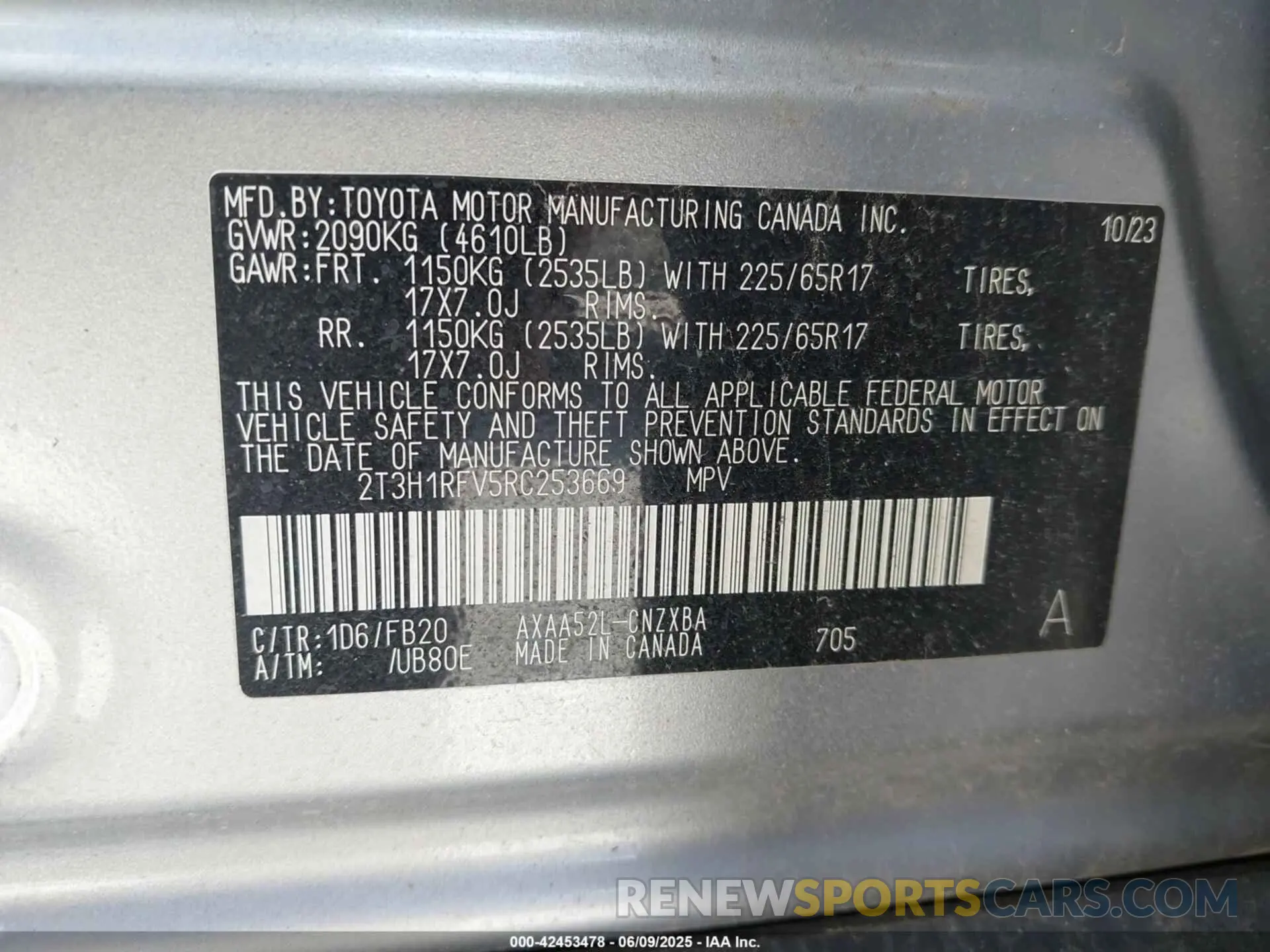 9 Фотография поврежденного автомобиля 2T3H1RFV5RC253669 TOYOTA RAV4 2024