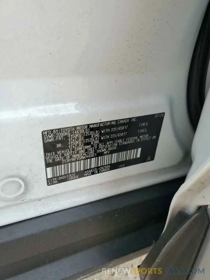 14 Фотография поврежденного автомобиля 2T3H1RFV5RW346951 TOYOTA RAV4 2024