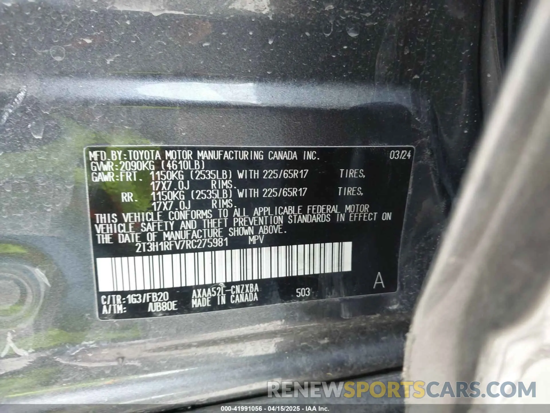 9 Photograph of a damaged car 2T3H1RFV7RC275981 TOYOTA RAV4 2024