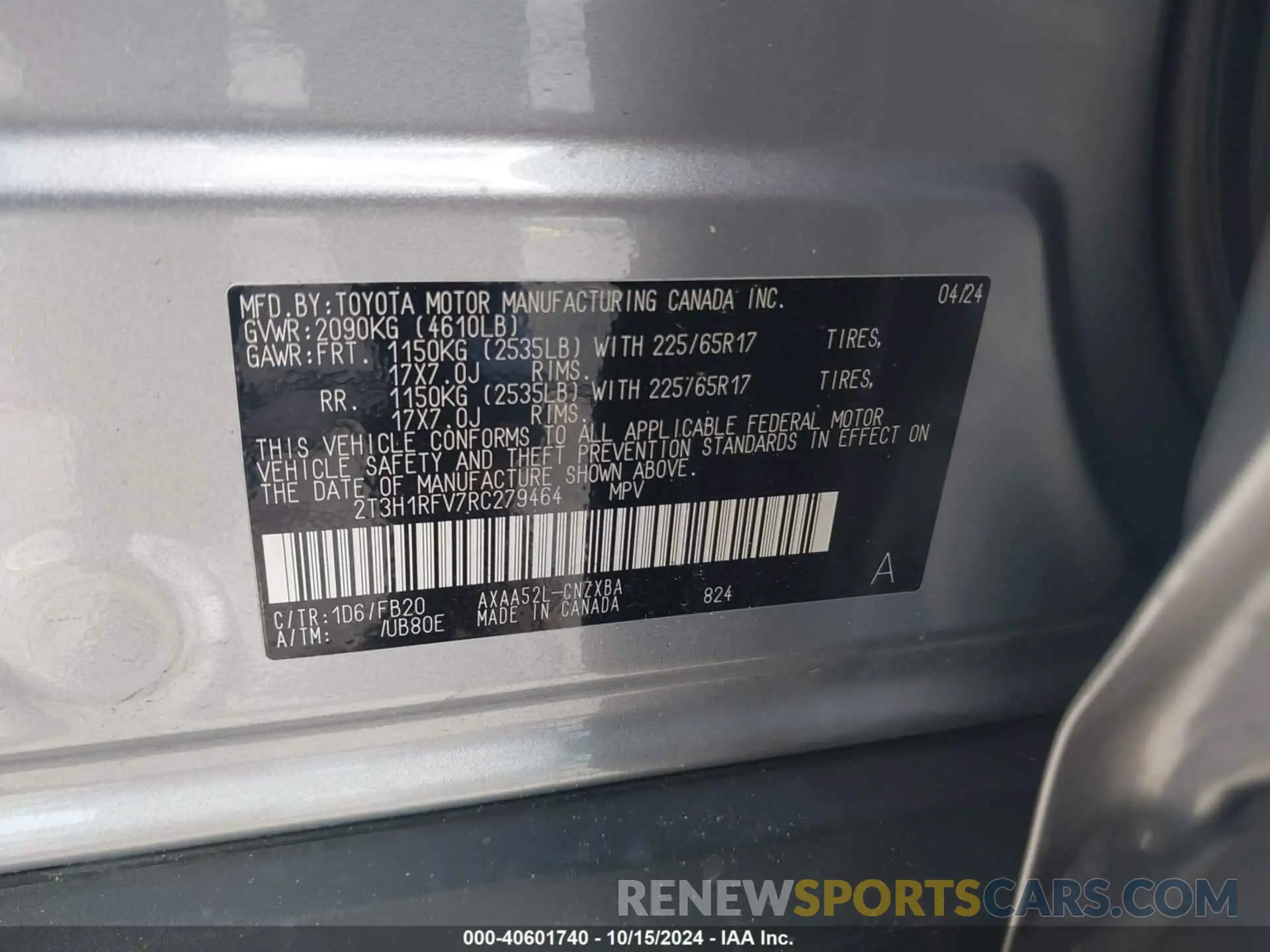 9 Фотография поврежденного автомобиля 2T3H1RFV7RC279464 TOYOTA RAV4 2024