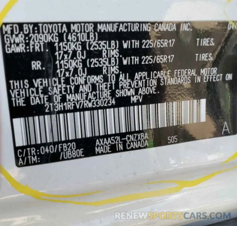 13 Photograph of a damaged car 2T3H1RFV7RW330234 TOYOTA RAV4 2024