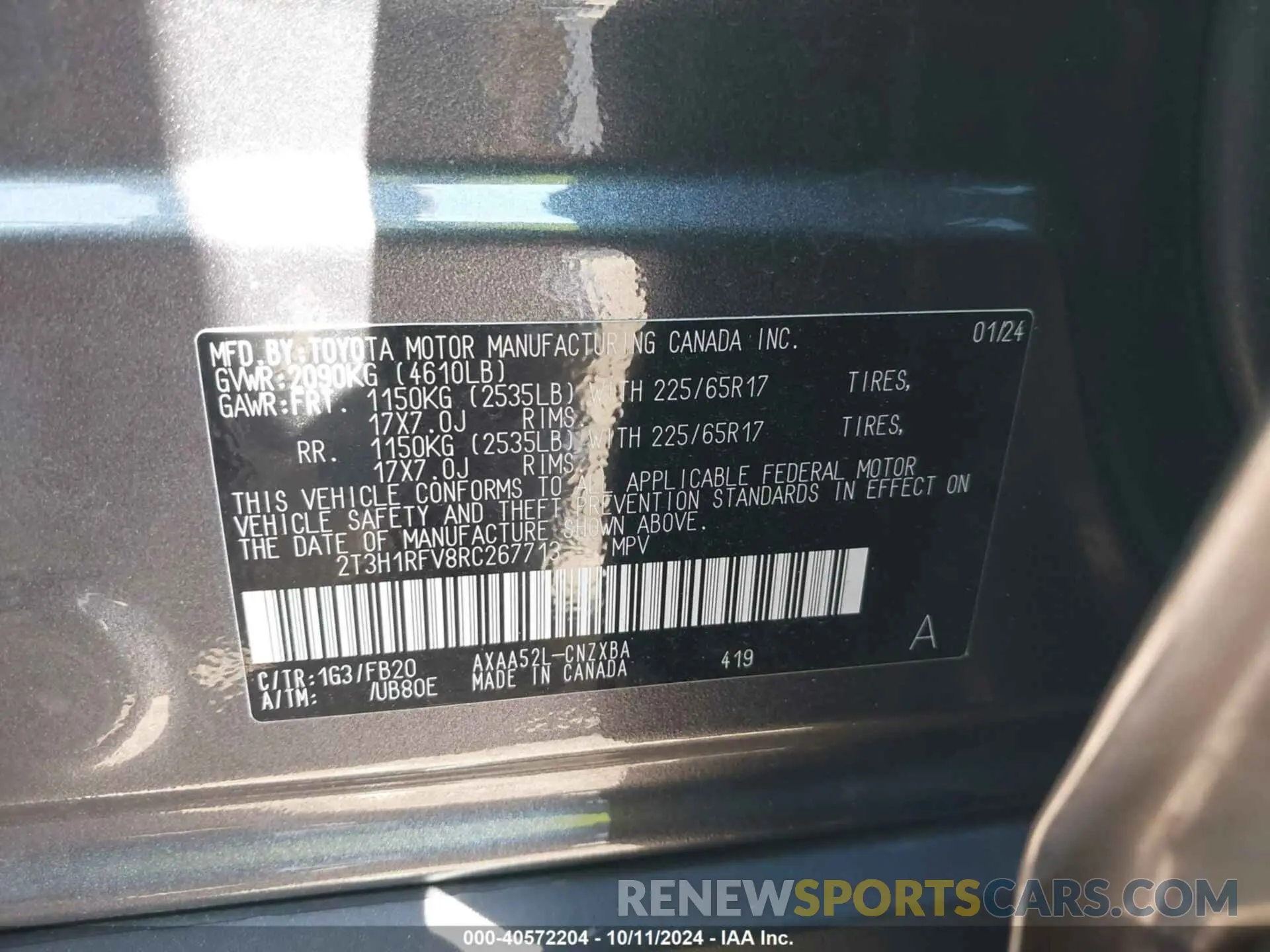 9 Фотография поврежденного автомобиля 2T3H1RFV8RC267713 TOYOTA RAV4 2024