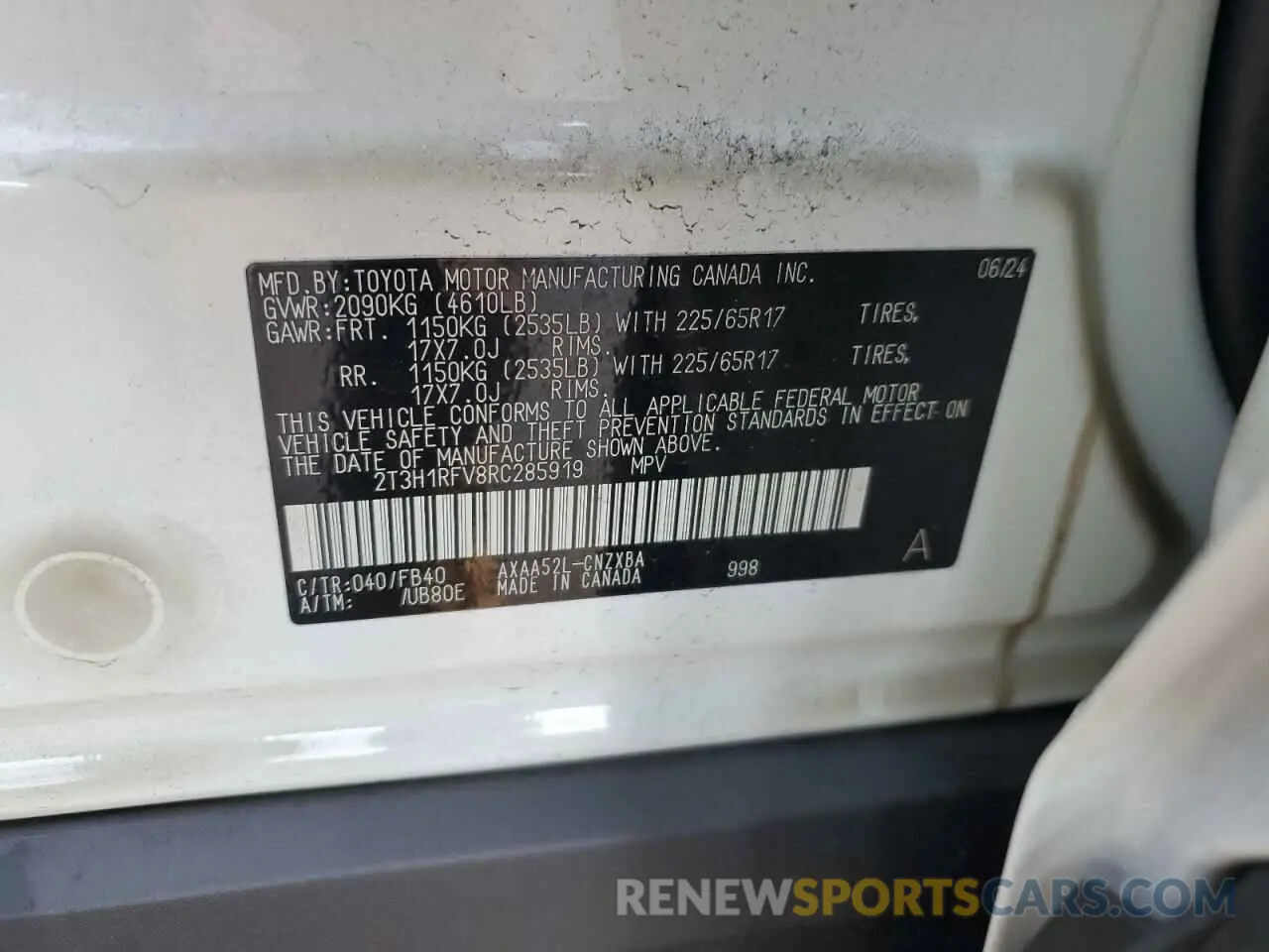 13 Фотография поврежденного автомобиля 2T3H1RFV8RC285919 TOYOTA RAV4 2024