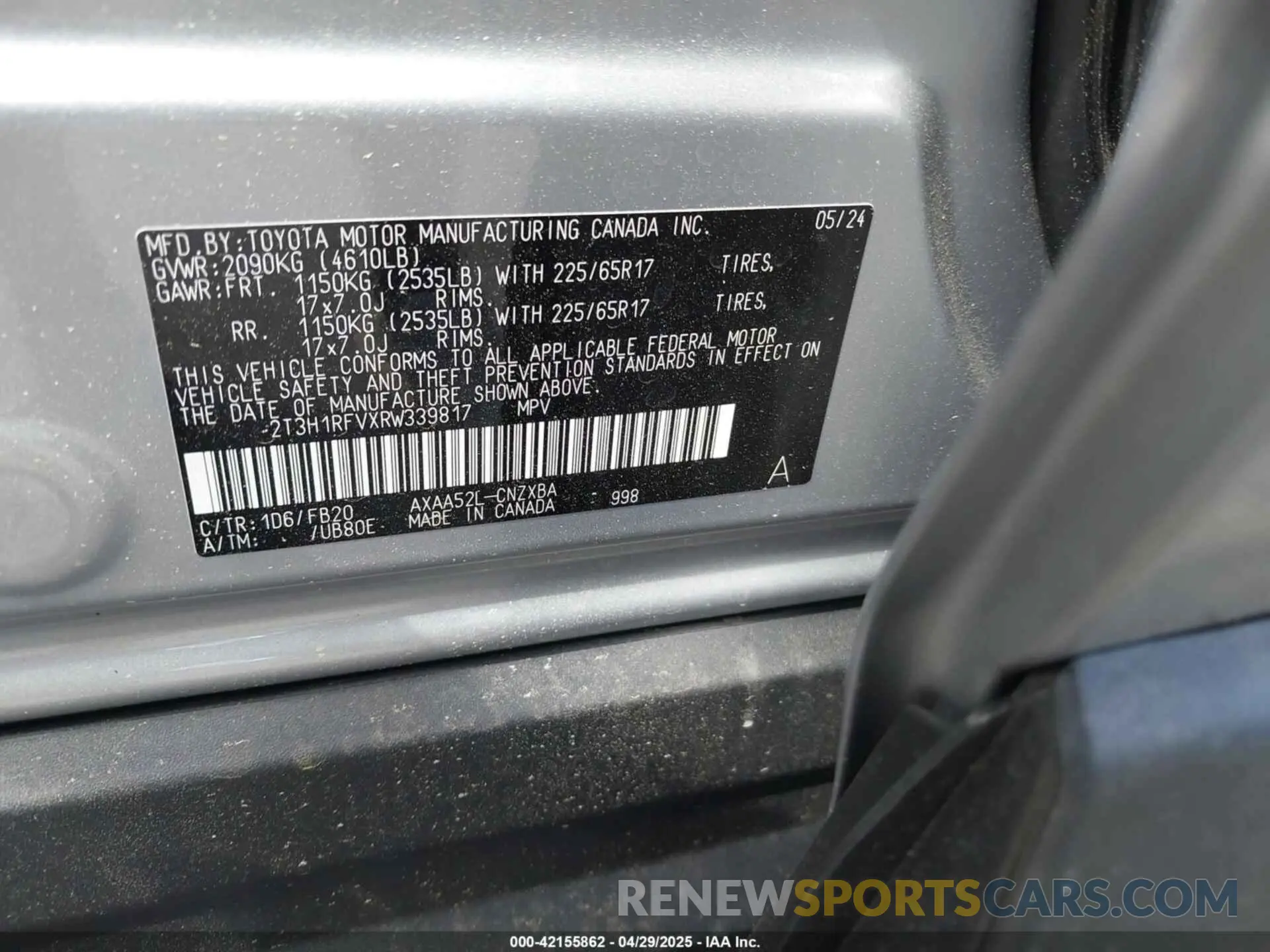 9 Фотография поврежденного автомобиля 2T3H1RFVXRW339817 TOYOTA RAV4 2024