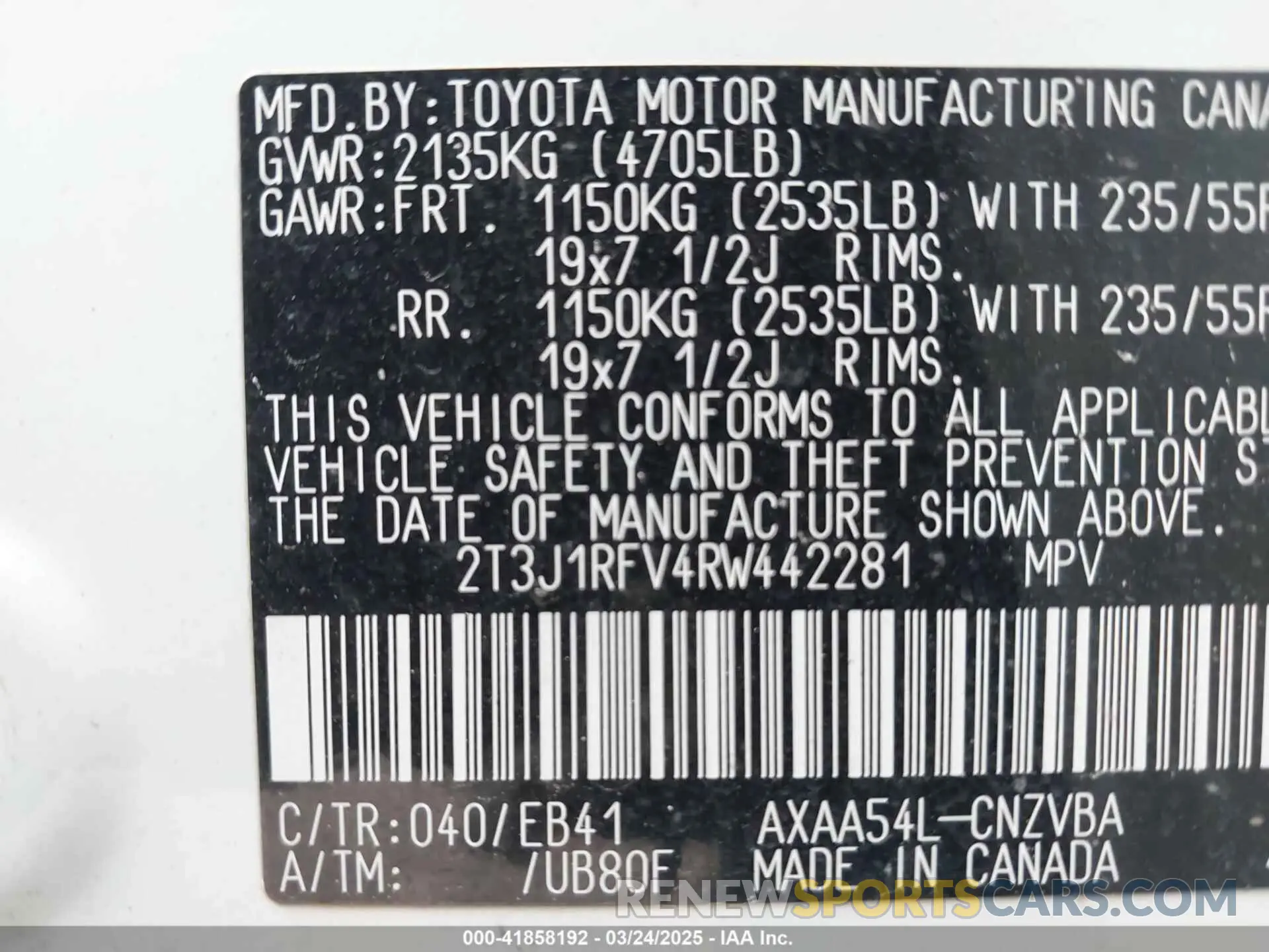 9 Photograph of a damaged car 2T3J1RFV4RW442281 TOYOTA RAV4 2024