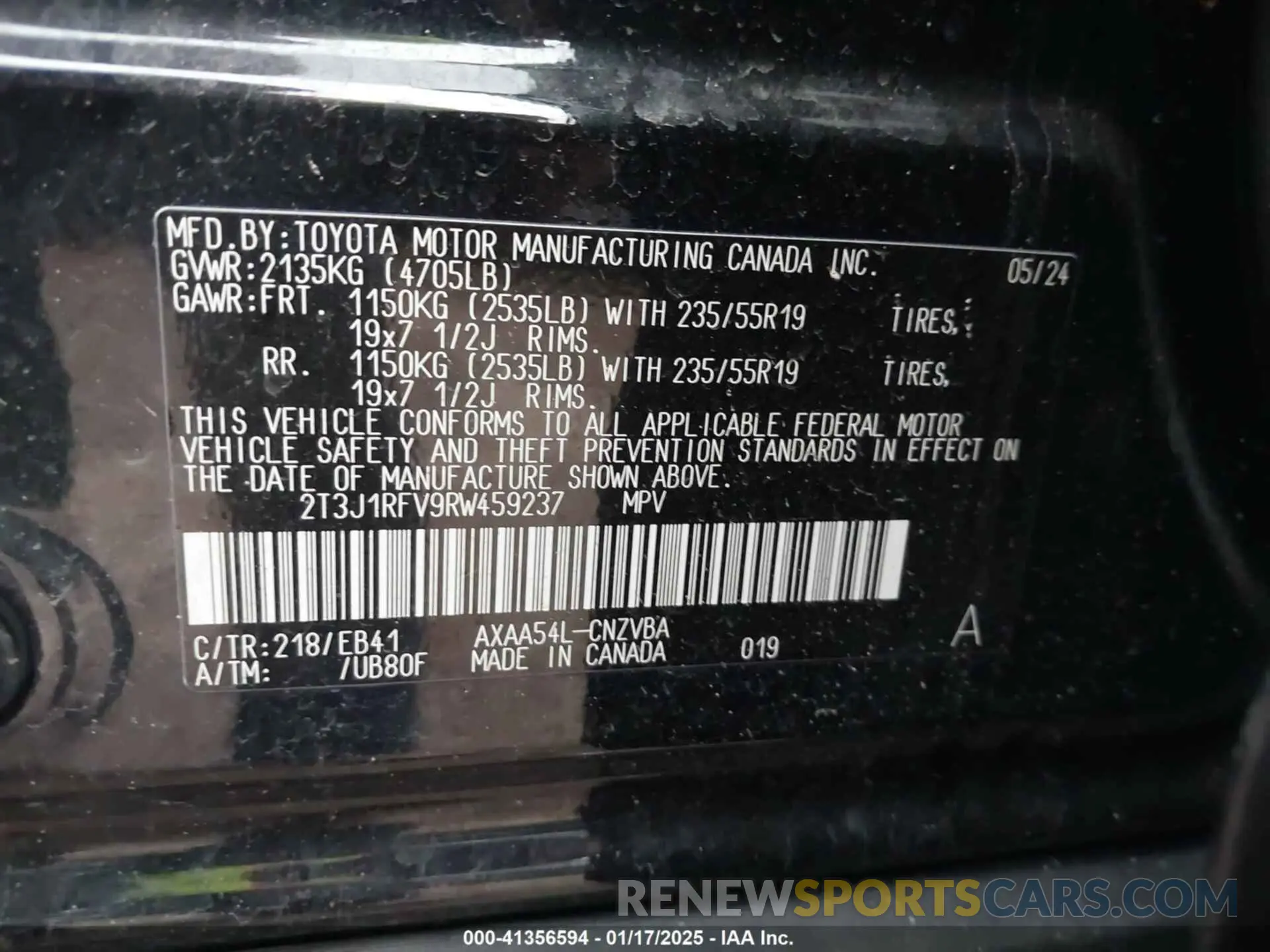 9 Фотография поврежденного автомобиля 2T3J1RFV9RW459237 TOYOTA RAV4 2024