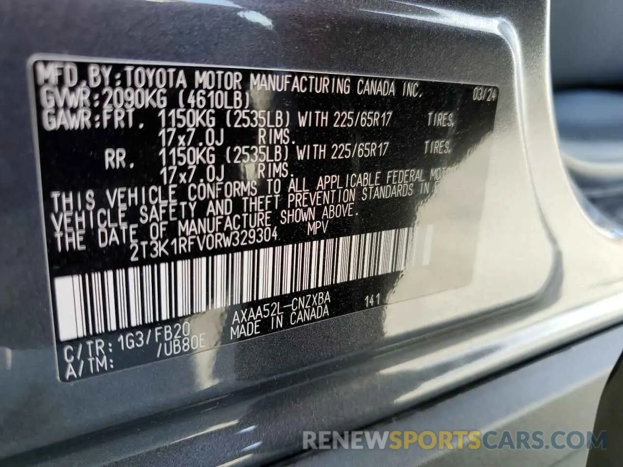 12 Photograph of a damaged car 2T3K1RFV0RW329304 TOYOTA RAV4 2024