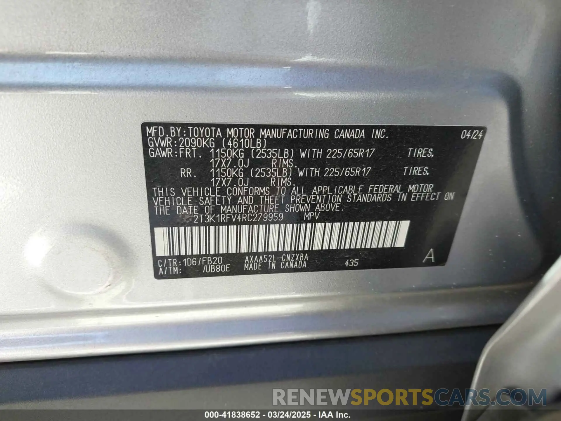 9 Фотография поврежденного автомобиля 2T3K1RFV4RC279959 TOYOTA RAV4 2024
