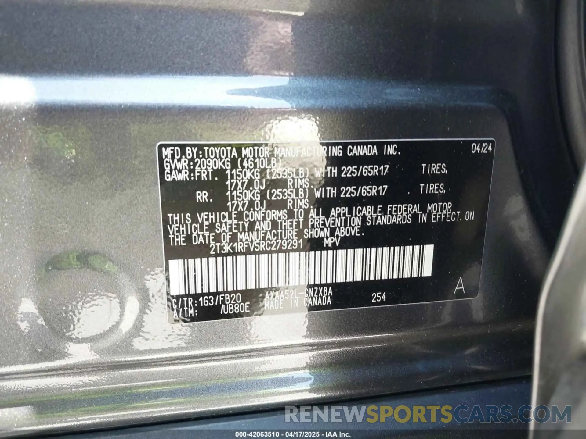 9 Photograph of a damaged car 2T3K1RFV5RC279291 TOYOTA RAV4 2024