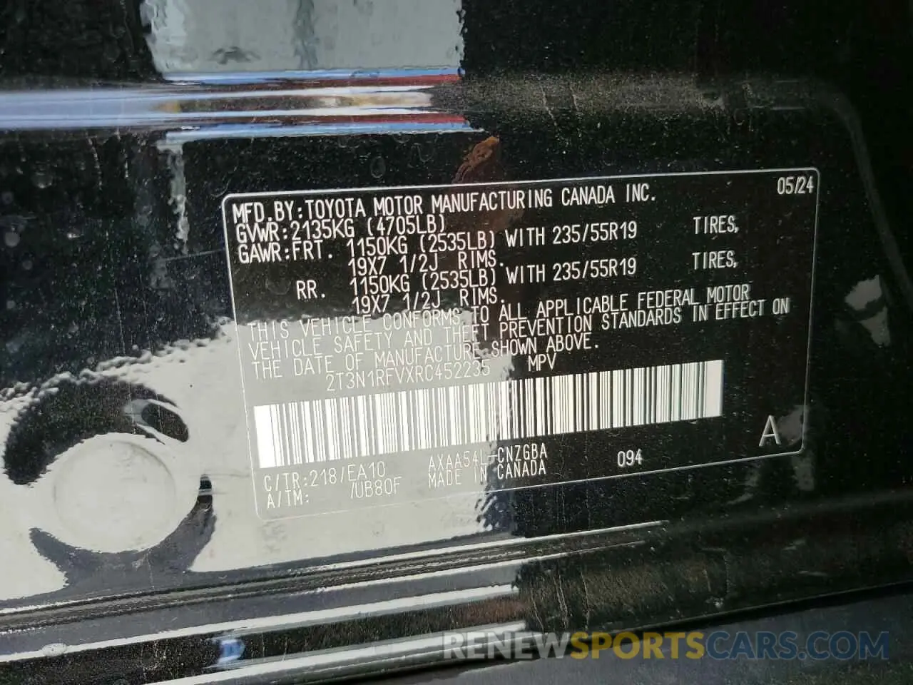 13 Photograph of a damaged car 2T3N1RFVXRC452235 TOYOTA RAV4 2024