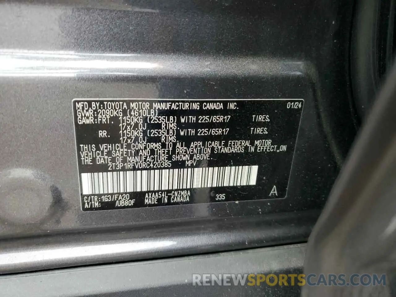 13 Фотография поврежденного автомобиля 2T3P1RFV0RC420385 TOYOTA RAV4 2024