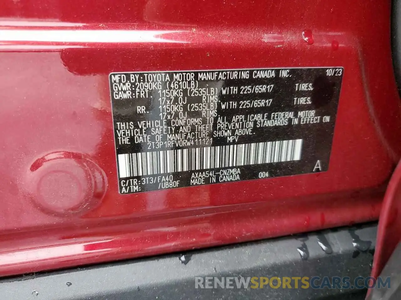 14 Photograph of a damaged car 2T3P1RFV0RW411121 TOYOTA RAV4 2024